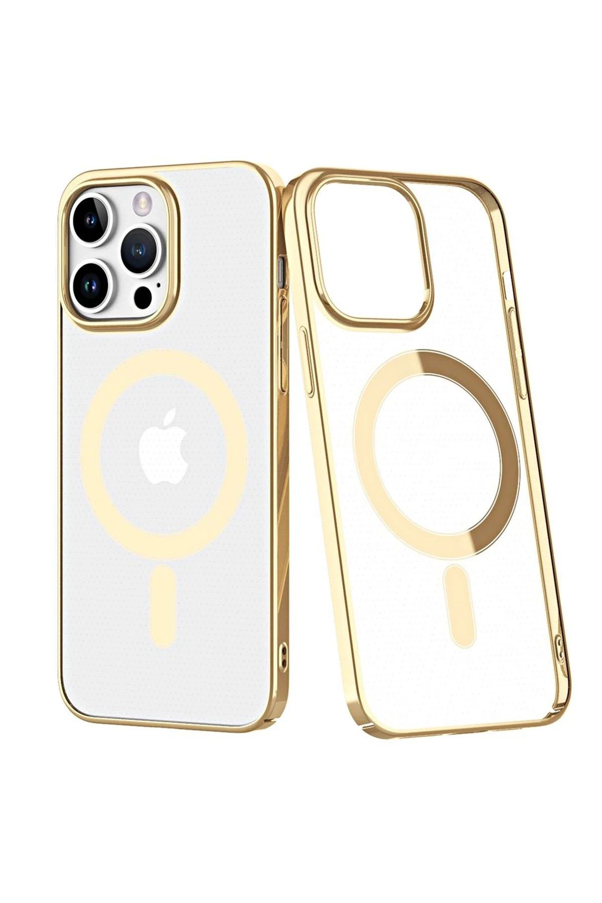 NewFace iPhone 14 Pro Max Kılıf Element Magneticsafe Sert Kapak - Gold SVLRS