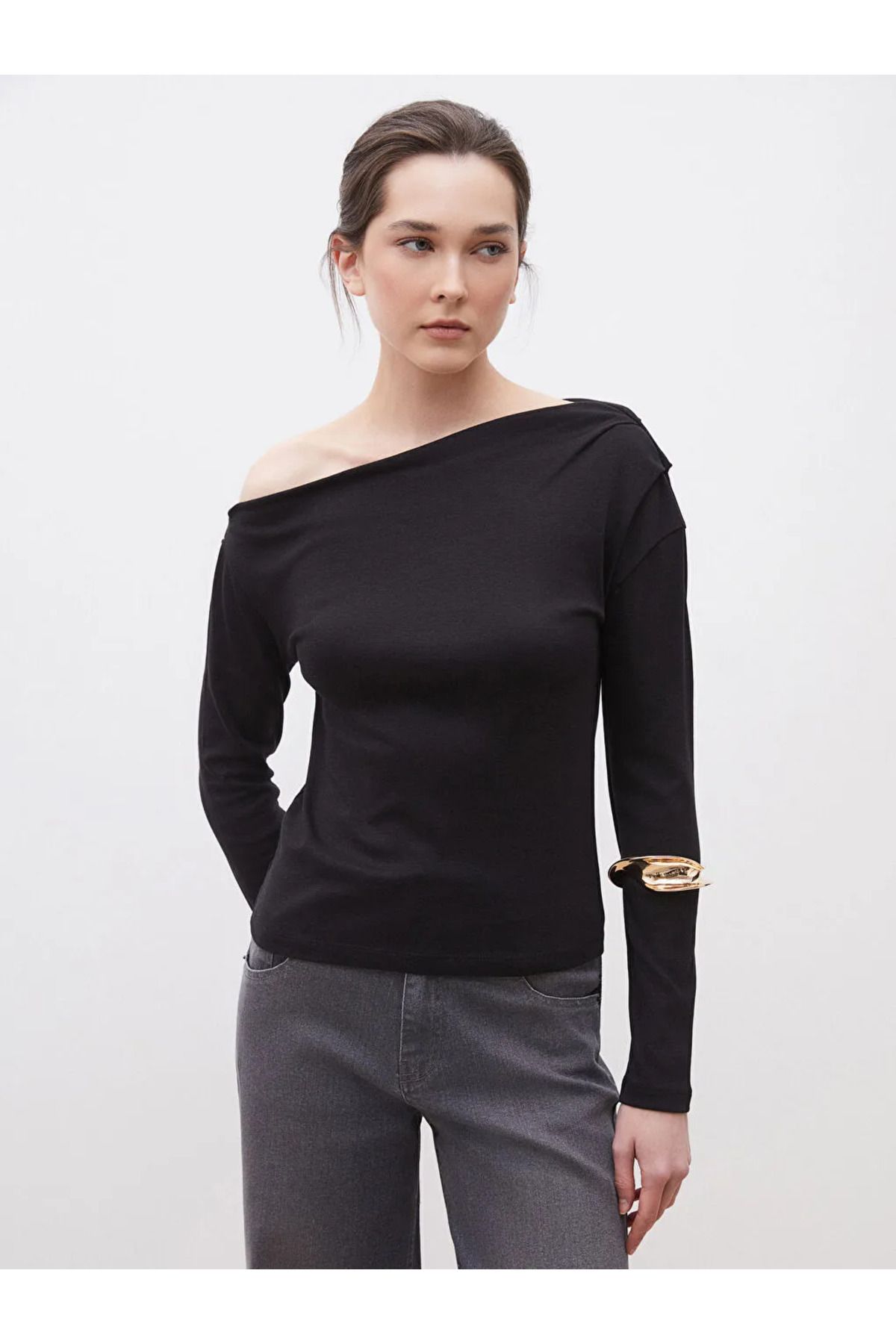 LC Waikiki Soulife Siyah Kayık Yaka Kadın Body