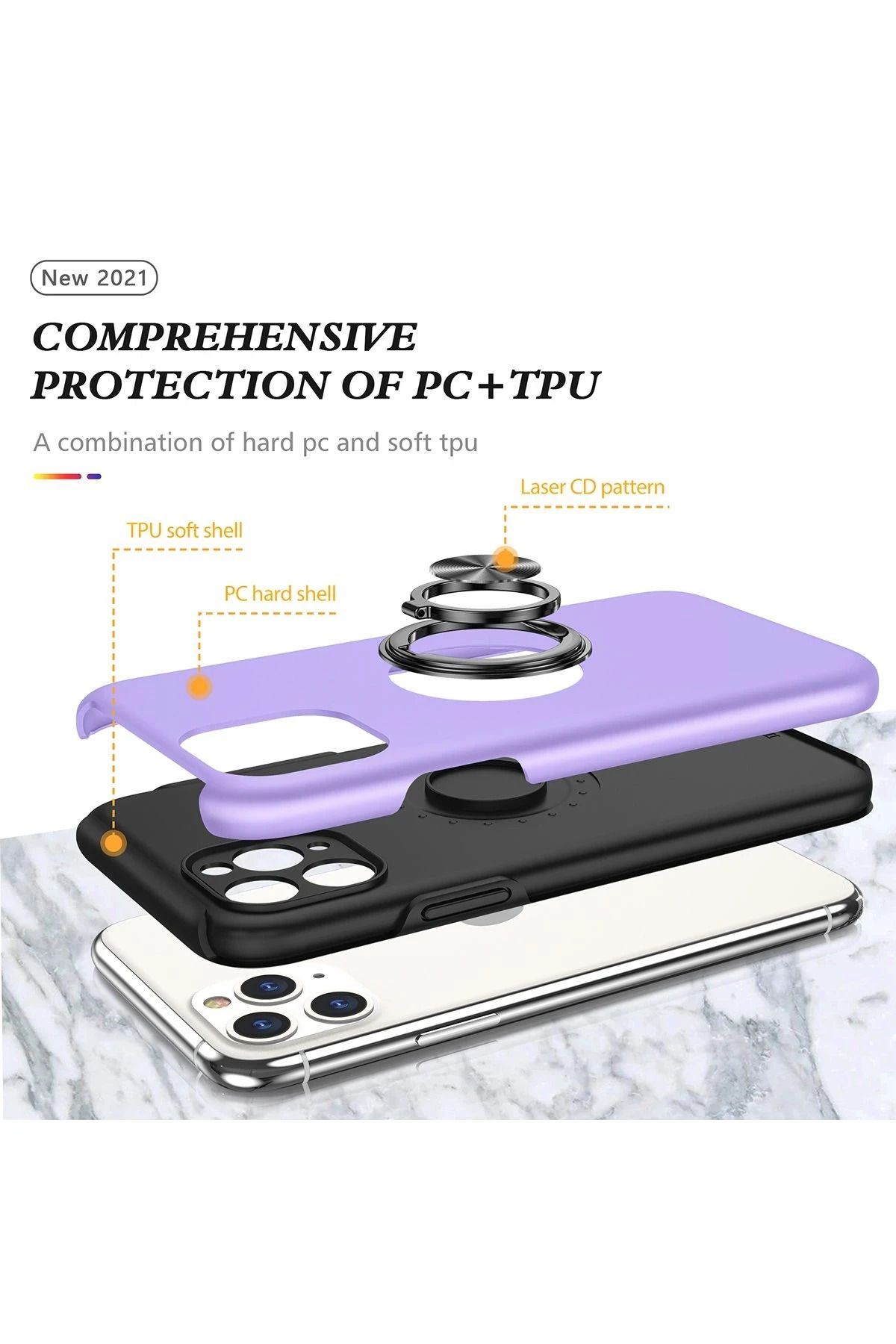 NewFace iPhone 11 Pro Kılıf Elit Yüzüklü Kapak - Mor SVLRS