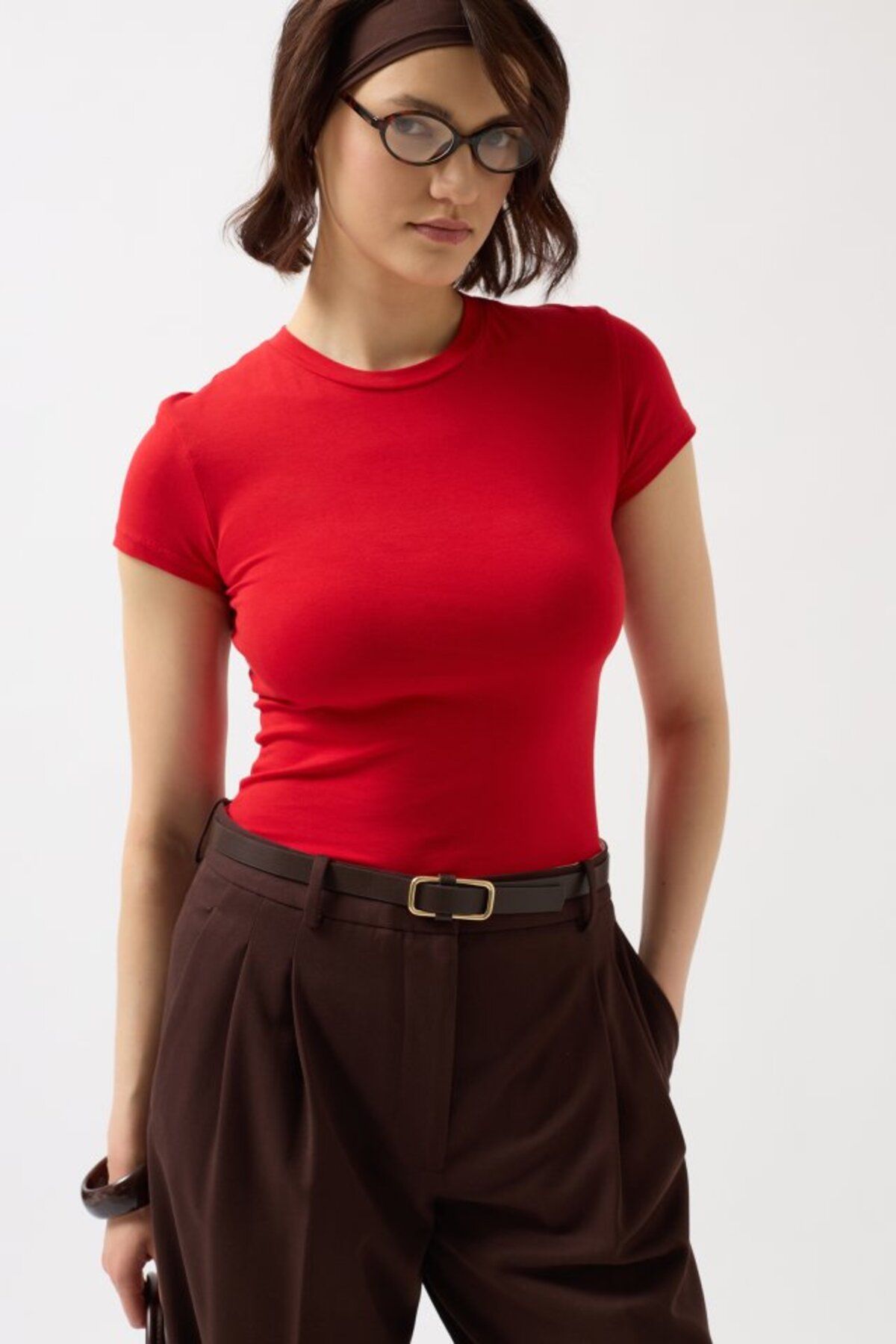 ARUZ MODA Likralı Basic T-Shirt