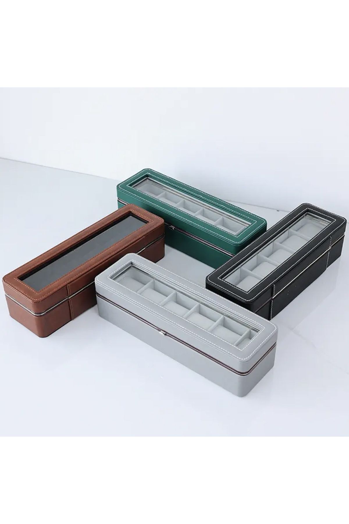 PUFO-Elegant Gentleman Box For Storage And Organization With Compartments For 6 Watches, Gray 5