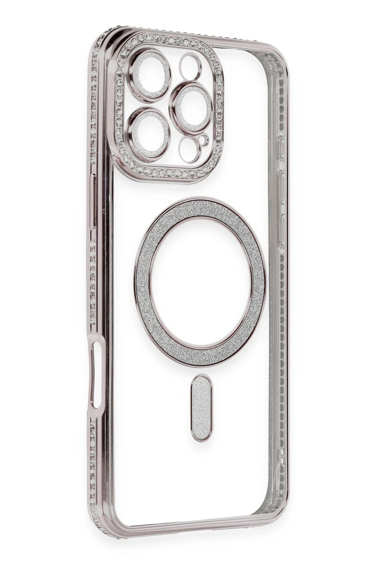 NewFace iPhone 16 Pro Kılıf Joke Simli Magneticsafe Kılıf - Pembe BSTMY