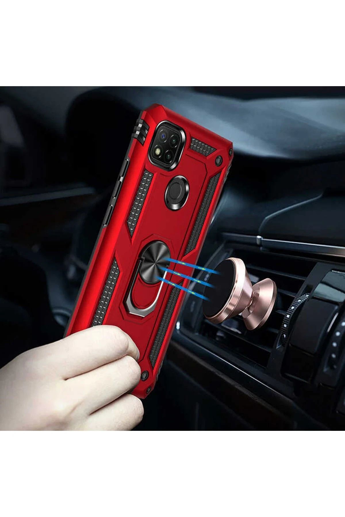 NewFace Xiaomi Redmi 9C Kılıf Sofya Yüzüklü Silikon Kapak - Rose SVLRS