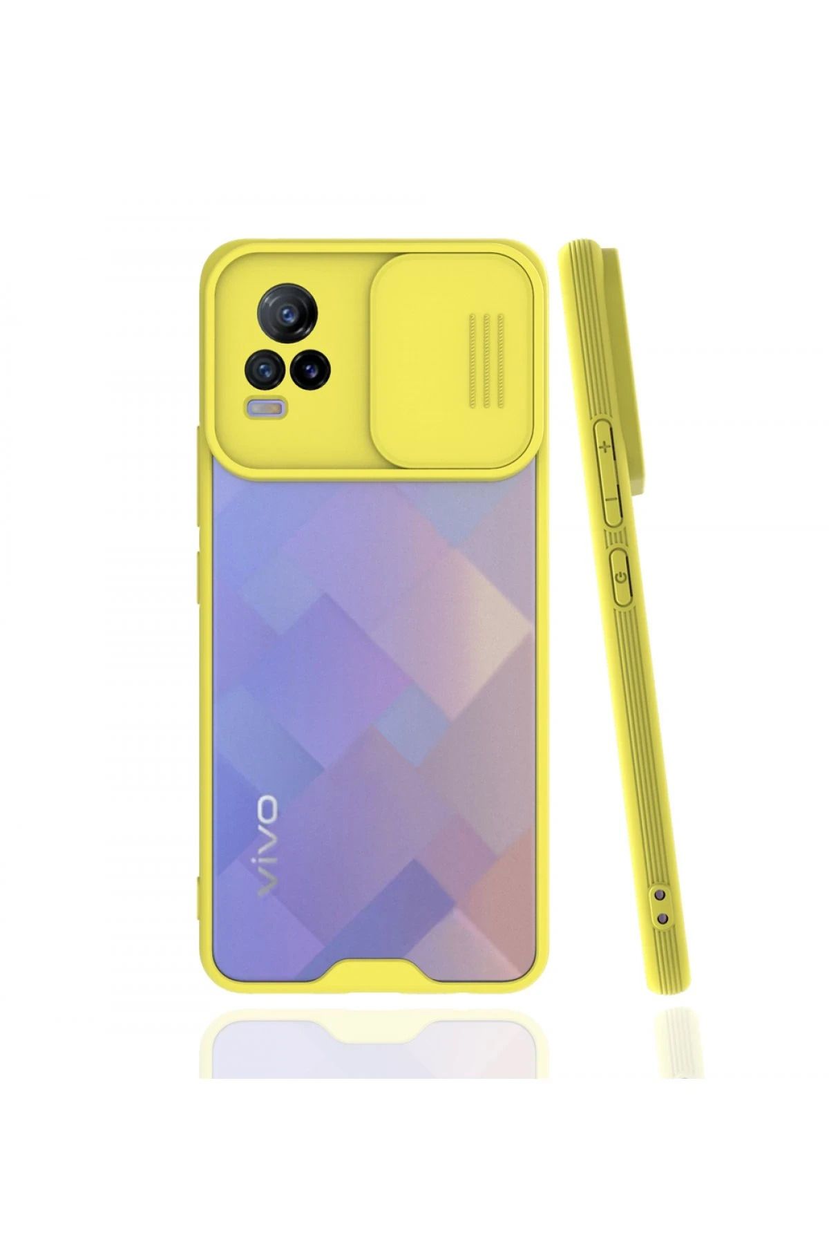 NewFace Vivo V21e Kılıf Platin Kamera Koruma Silikon - Sarı BSTMY