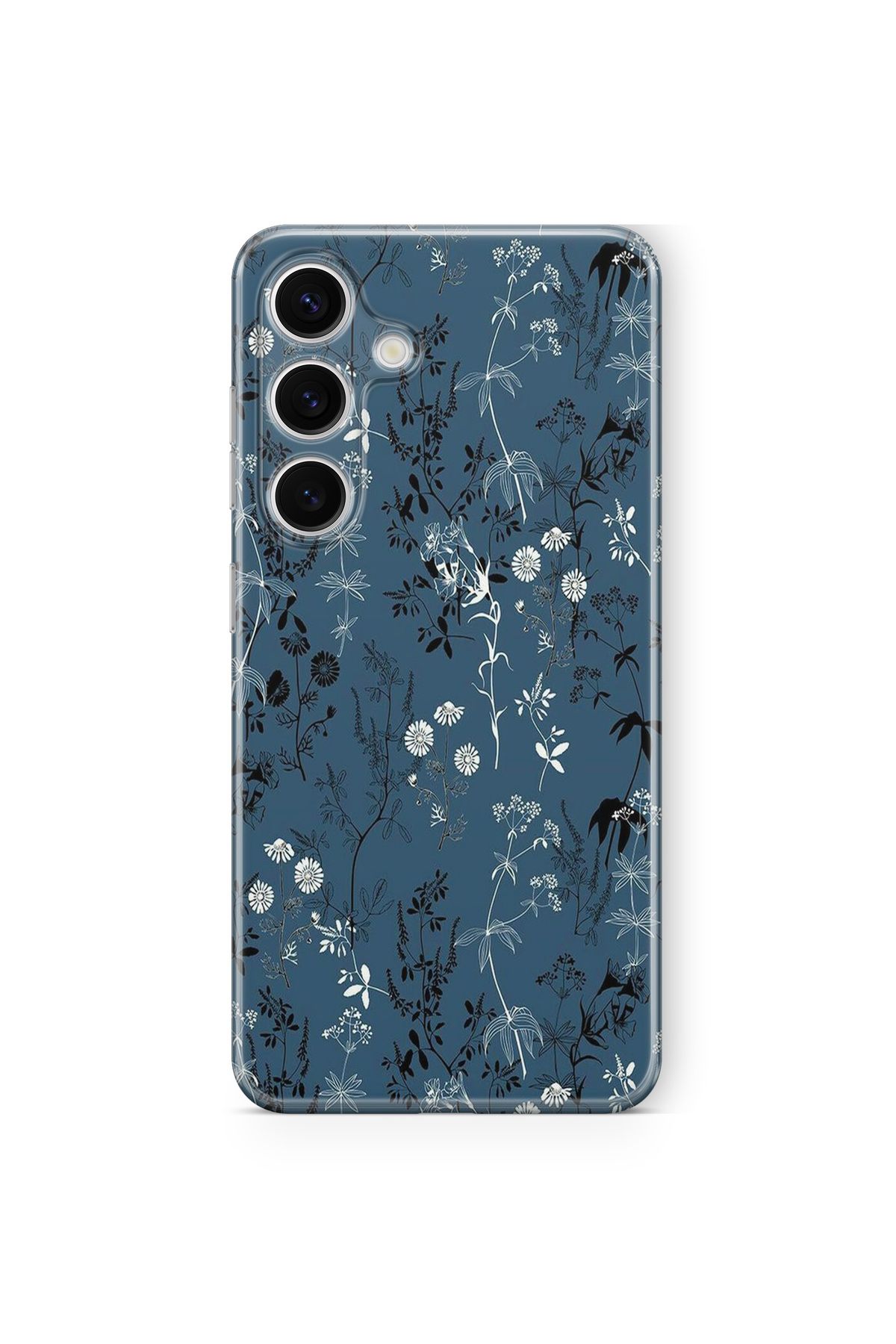 Space Star Samsung Galaxy S24 Plus Uyumlu Çiçek Kolaj Tasarım Baskılı Şeffaf Kılıf