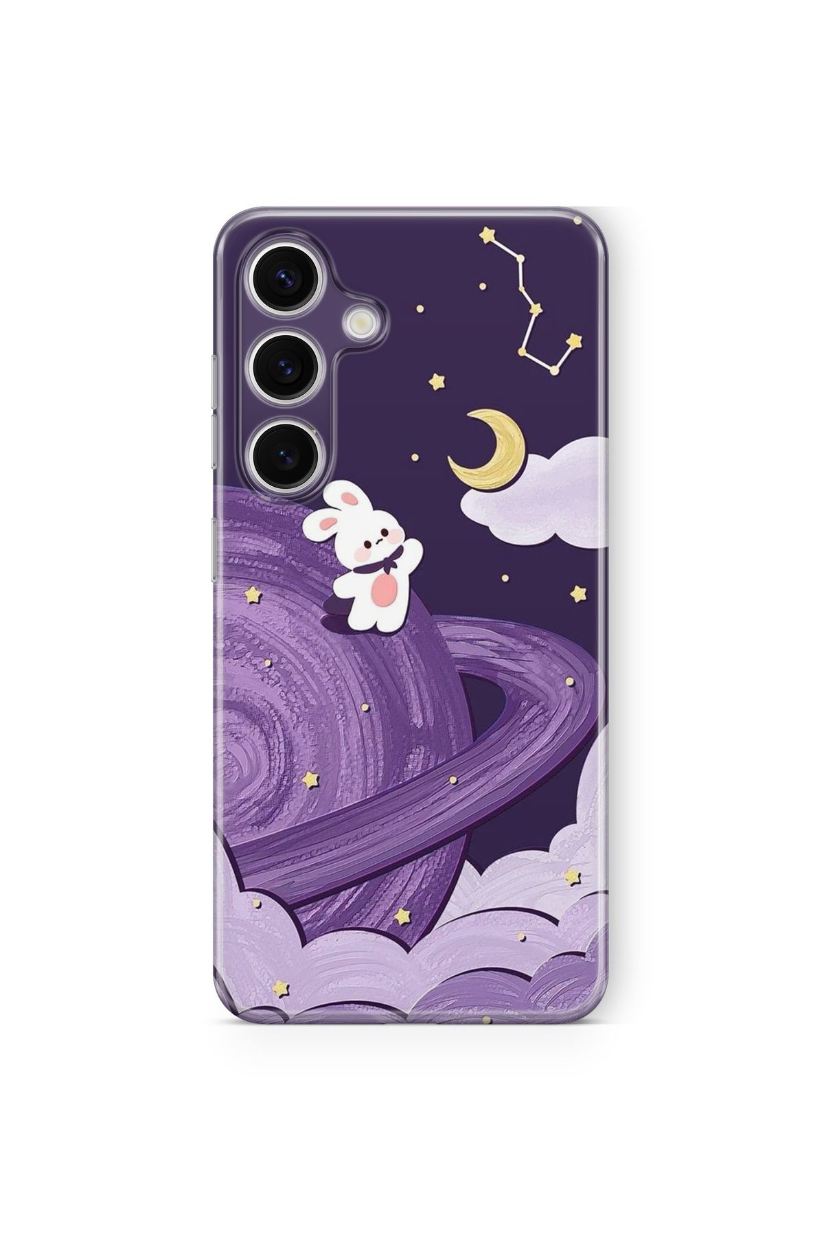 Space Star Samsung Galaxy A05s Uyumlu Space Rabbit Purple Tasarım Baskılı Şeffaf Kılıf