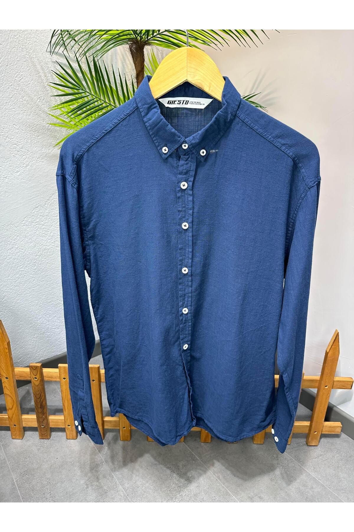 MODA FRESH KETEN OVERSİZE GÖMLEK LACİVERT