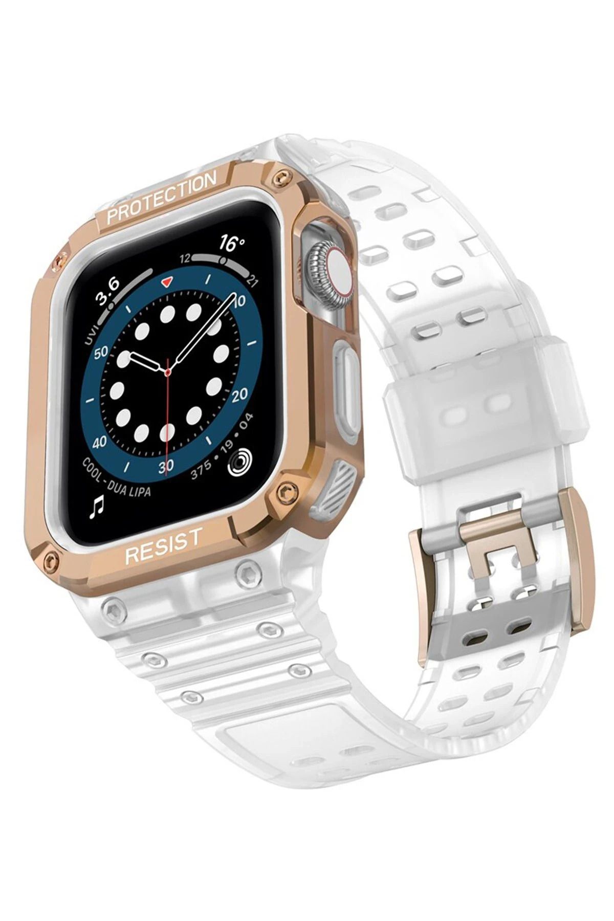 NewFace Apple Watch 42mm KR401 Silikon Kordon - Şeffaf-Rose BSTMY