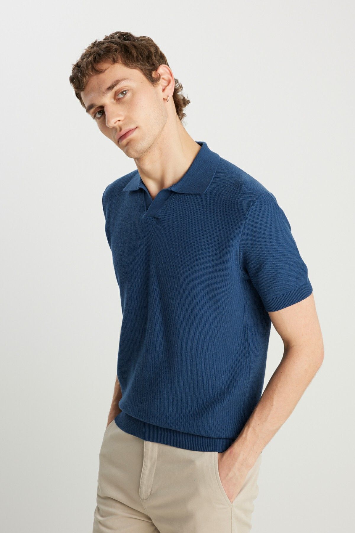 WRANGLER Erkek Mavi Wrangler Relaxed Fit Erkek Polo Yaka Tişört W2510455tf Polo Tişört W2510455TF-İndigo