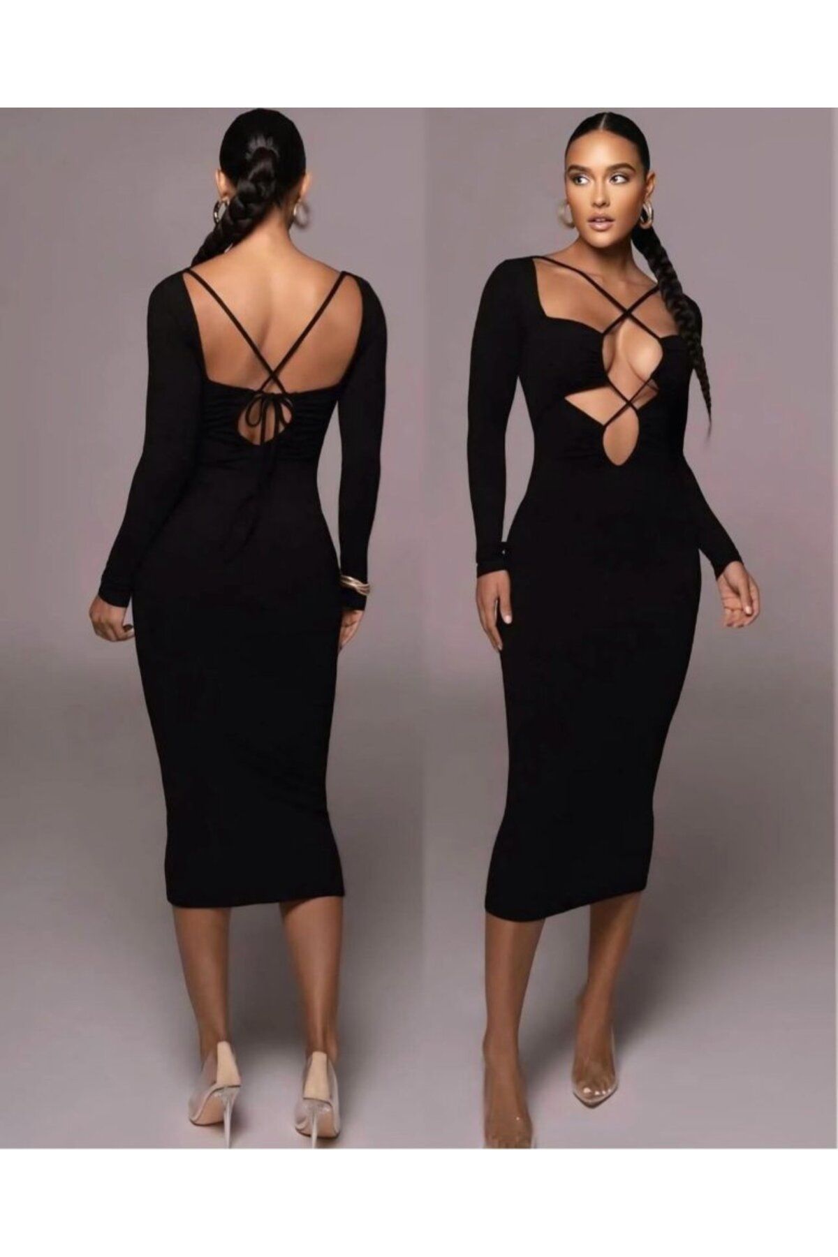 ARUZ MODA ELBİSE-SİYAH