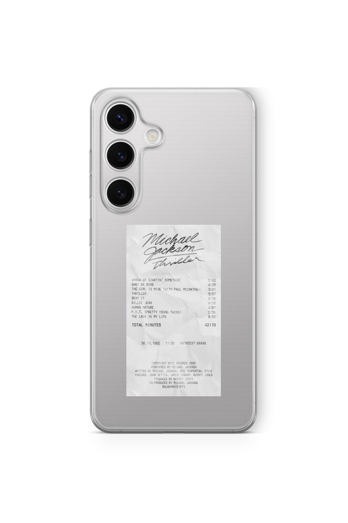 Space Star Samsung Galaxy A24 Uyumlu Michael Jackson Thriller Albüm Fişi Tasarım Baskılı Şeffaf Kılıf