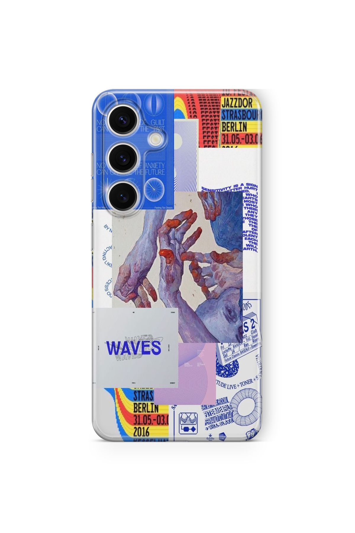 Space Star Samsung Galaxy A15 Uyumlu Waves Kolaj Tasarım Baskılı Şeffaf Kılıf