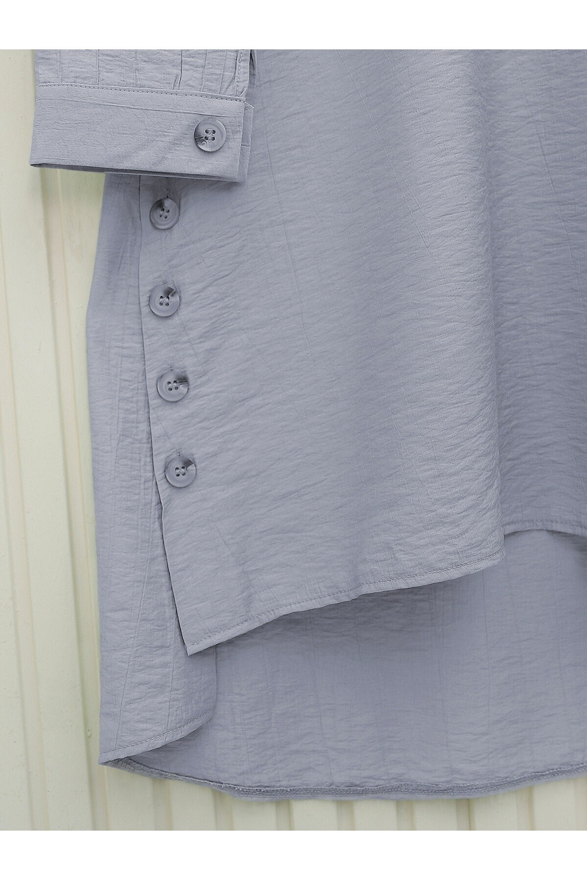 Modamorfo-Judge Collar Tunic with Button Detail on the Sides - Gray 3