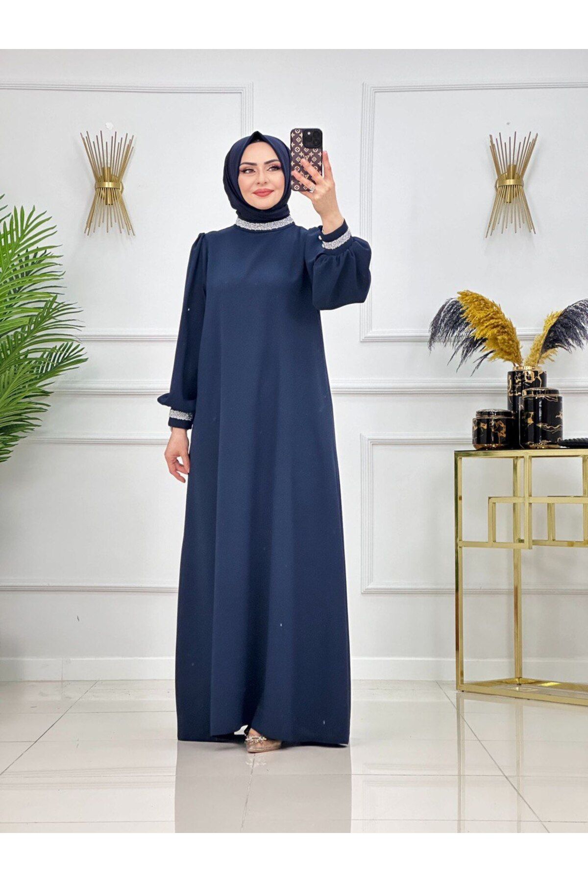 Enans Design Kadın Tesettür Krep Elbise