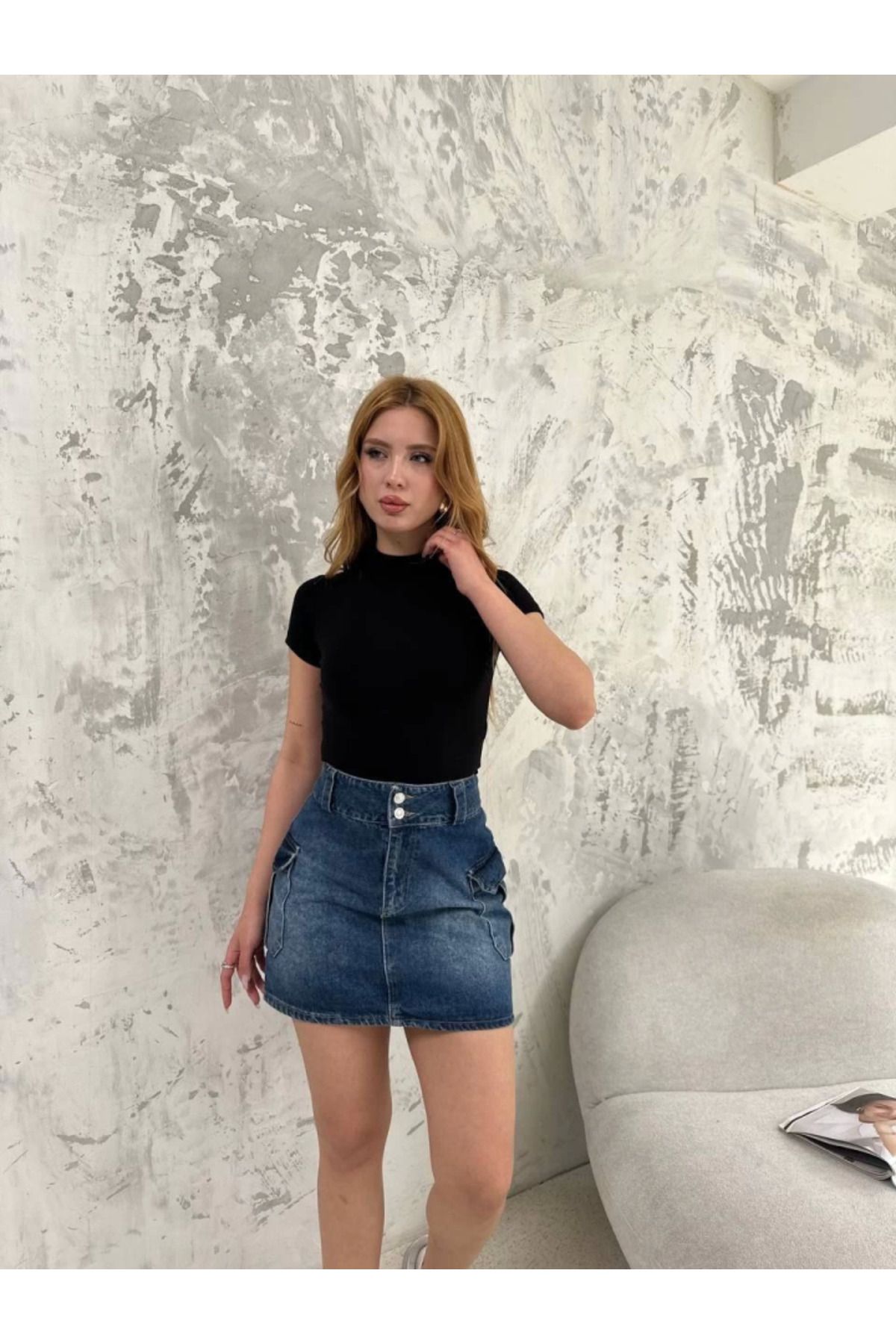 ARUZ MODA Kısa Kol Badi Bluz - Siyah