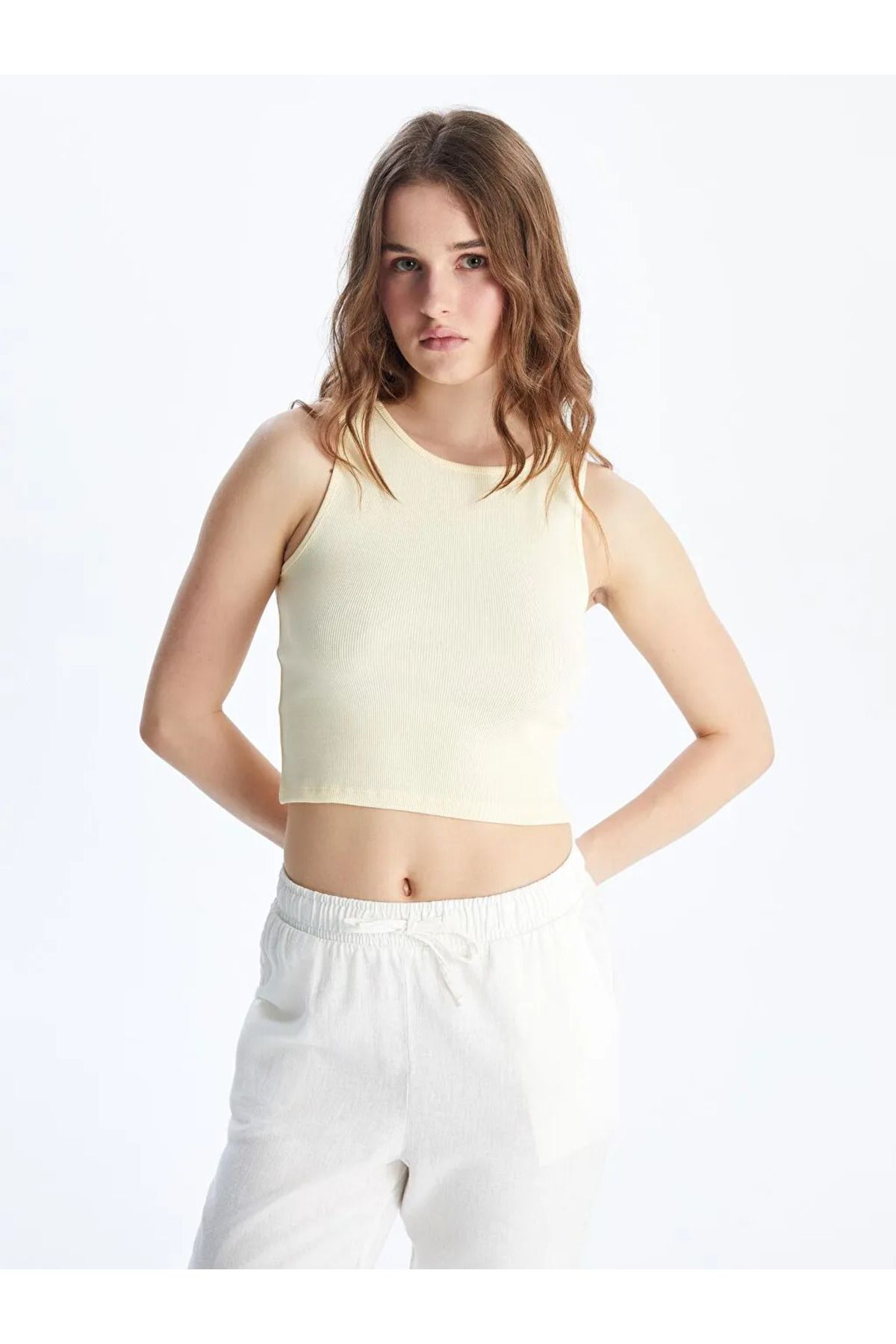LC Waikiki XSIDE Sari Bisiklet Yaka Kadın Crop
