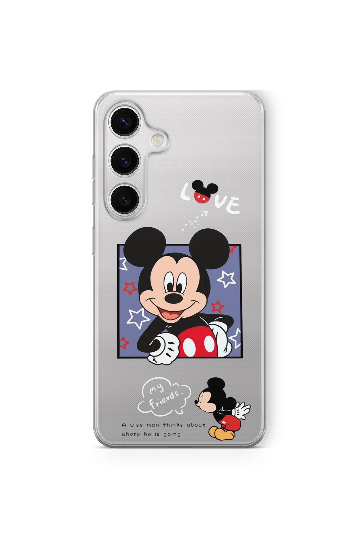 Space Star Samsung Galaxy A25 Uyumlu Mickey Mouse Love Tasarım Baskılı Şeffaf Kılıf