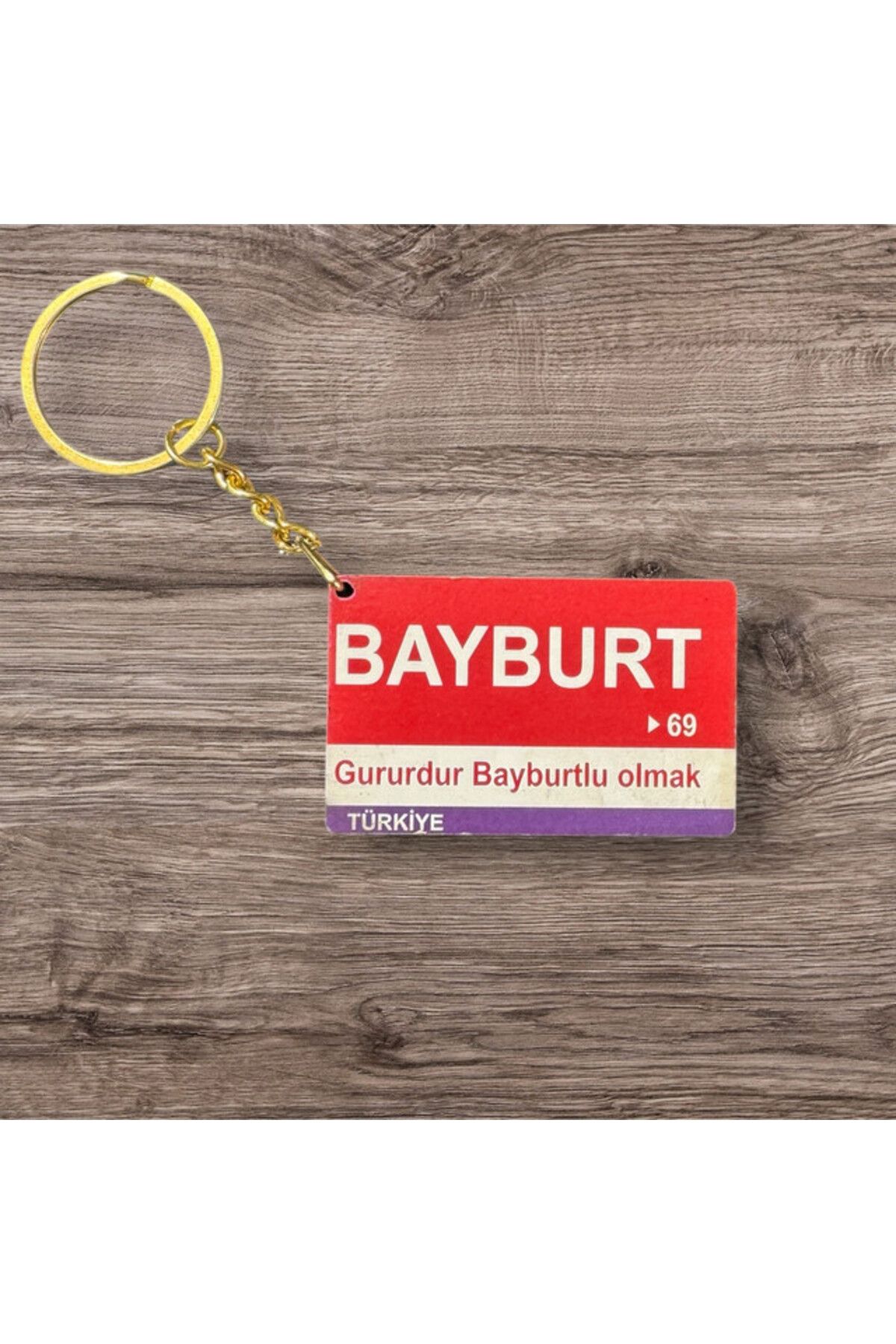 RoyalVance Bayburt Ahşap Anahtarlık – İl ve Şehir Temalı Hediyelik