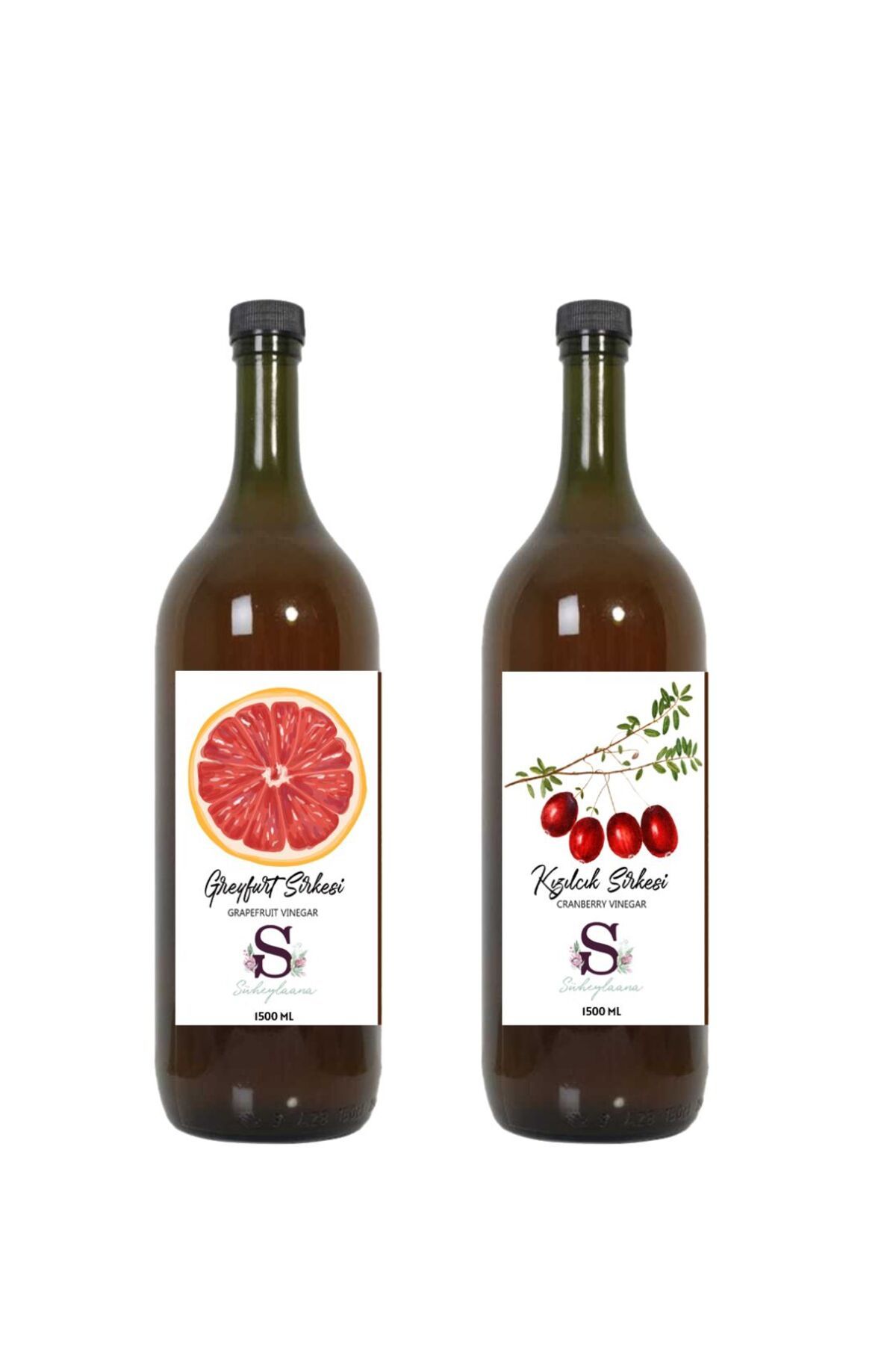 Süheylaana Doğal Greyfurt Sirkesi 1500 Ml - Doğal Kızılcık Sirkesi 1500 Ml