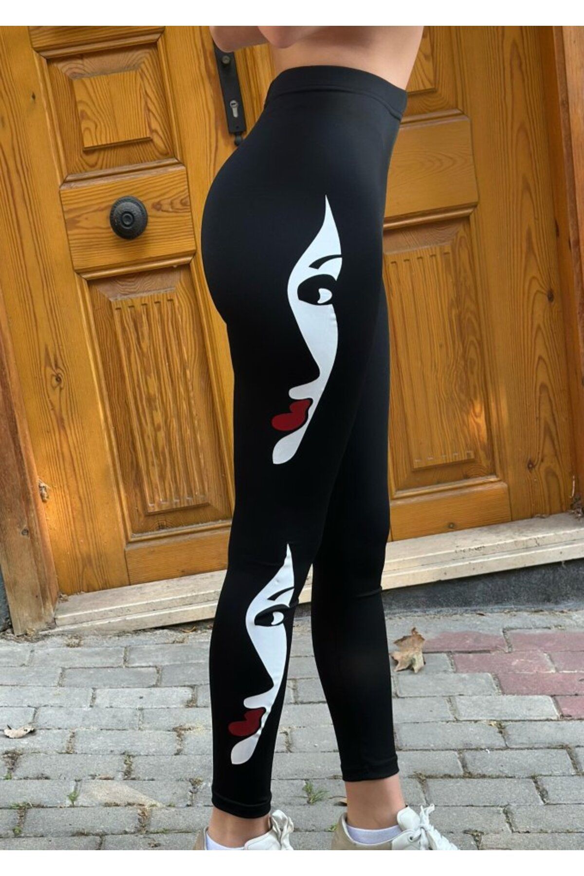 ARUZ MODA Kadın Yüz Baskılı Dalgıç Kumaş Tayt