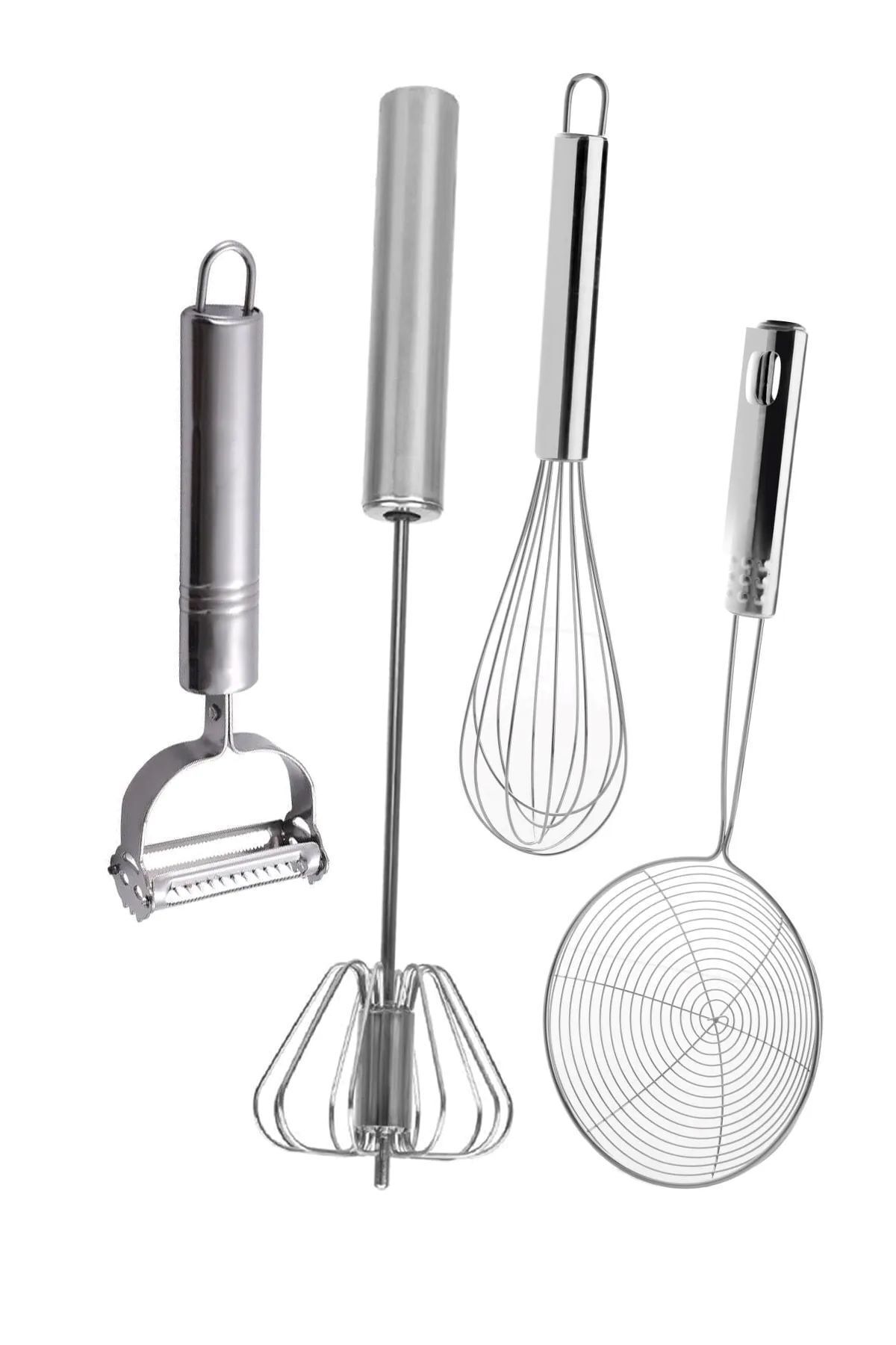 Parland Metal Yağ Kevgiri Bas Çek Çırpıcı Julyen Sebze Soyacağı Tel Çırpıcı Set