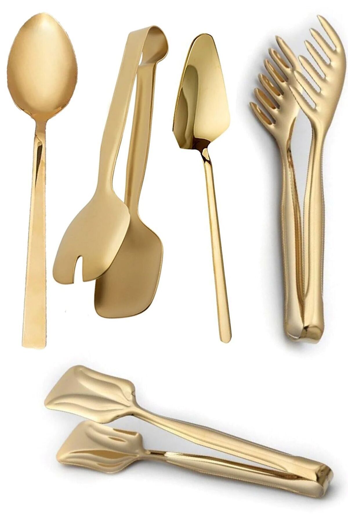 Parland 5'li Lüx Gold Servis Maşa Pasta Spatula Set