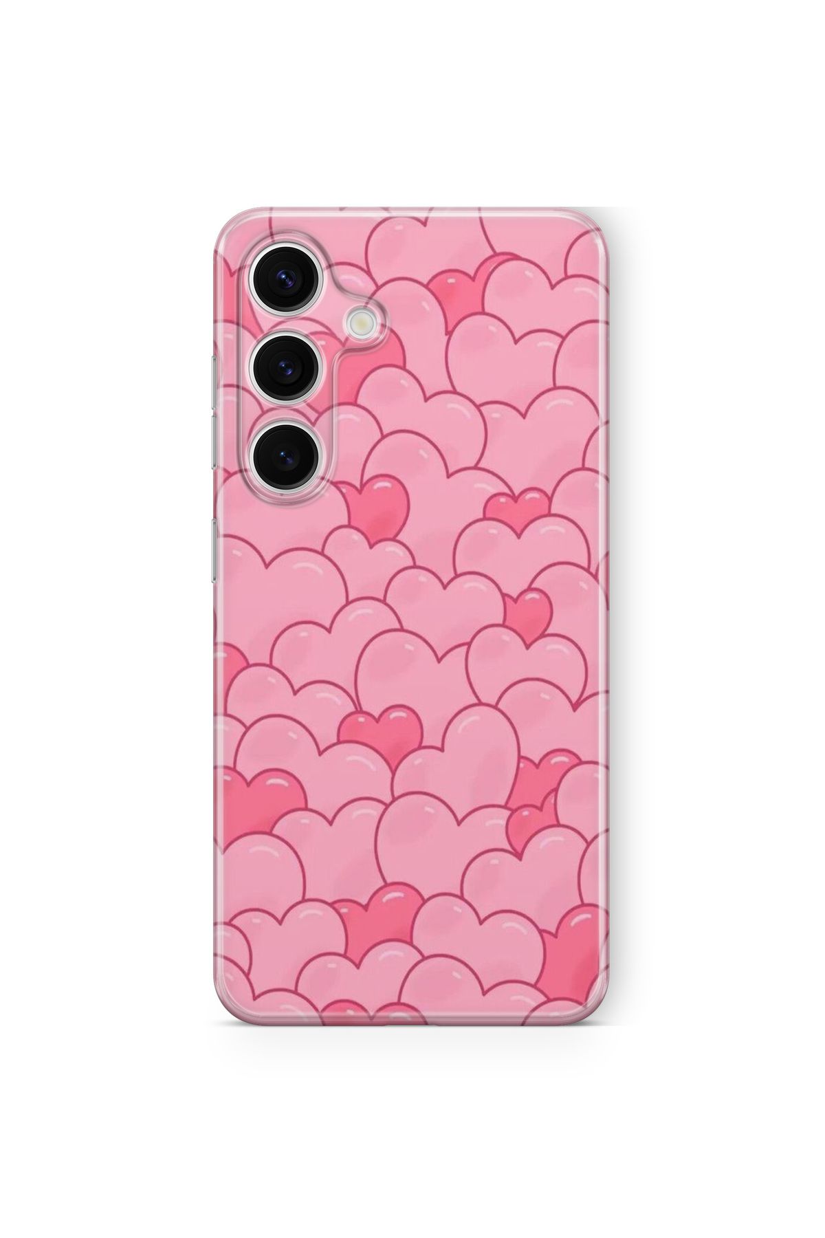 Space Star Samsung Galaxy A05s Uyumlu Pembe Kalpler Tasarım Baskılı Şeffaf Kılıf