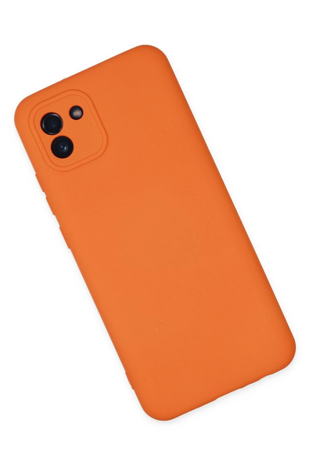 NewFace Galaxy A03 Uyumlu Kılıf Nano içi Kadife Silikon - Turuncu BSTMY