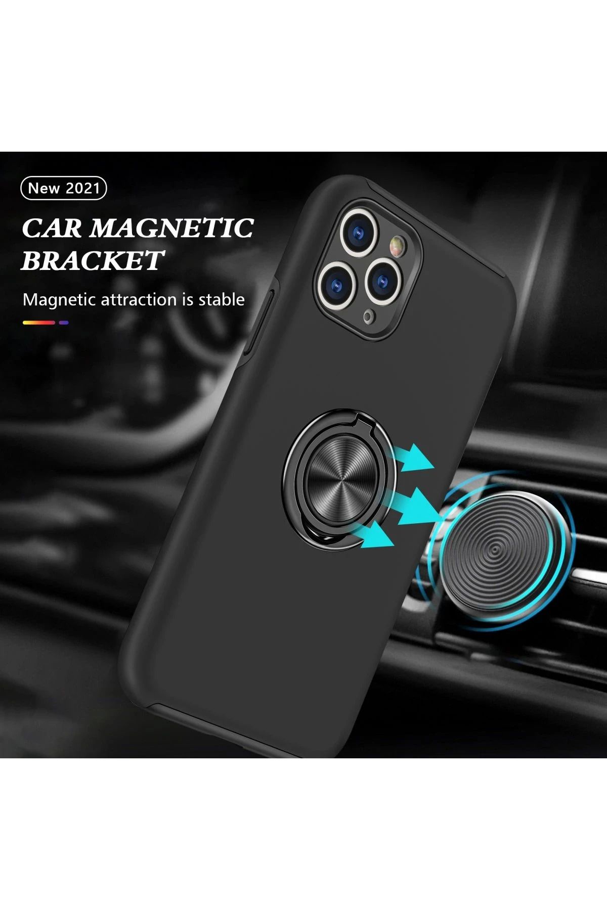 NewFace iPhone 11 Pro Kılıf Elit Yüzüklü Kapak - Siyah WLZOR