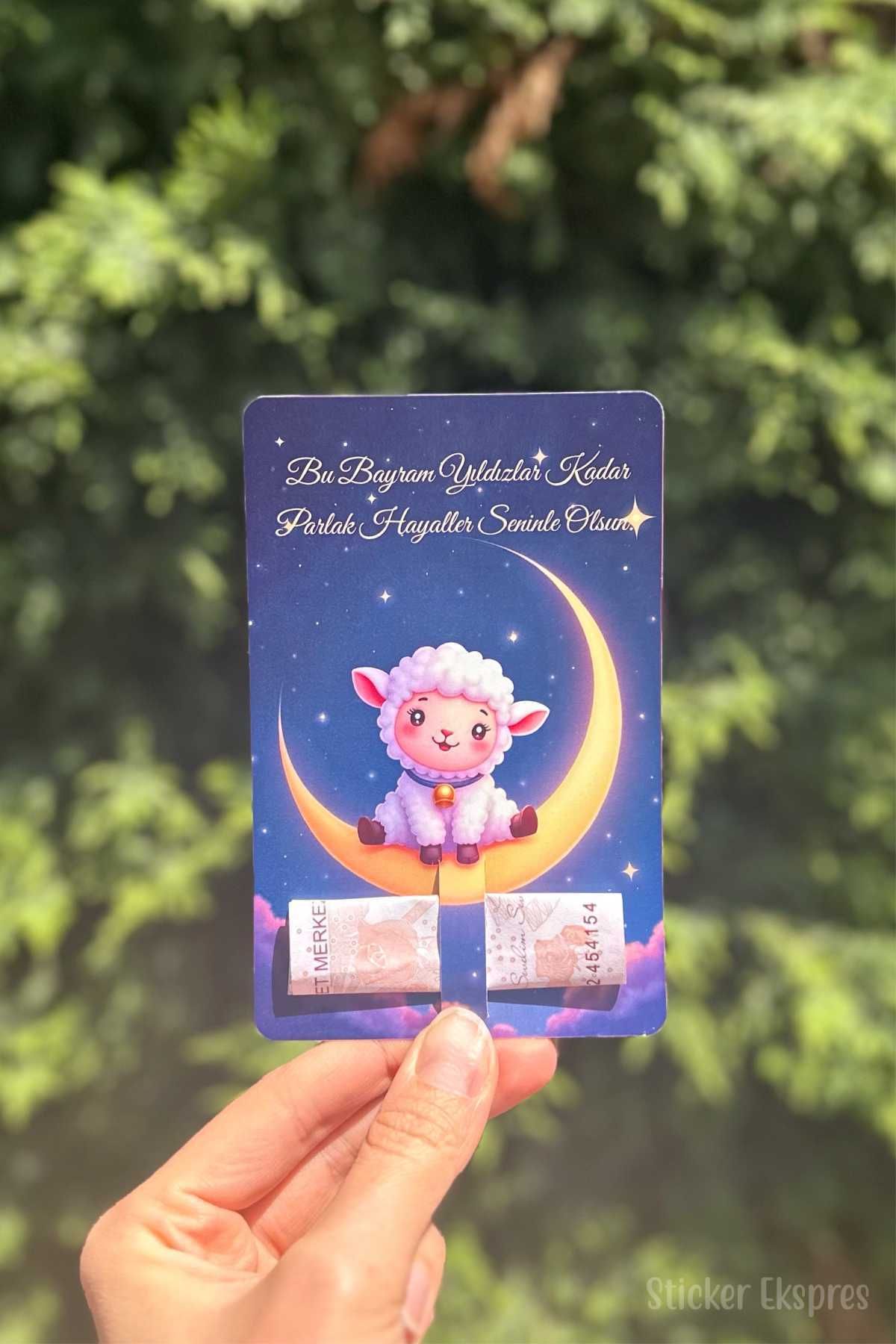 Sticker Ekspres Bayram Harçlık Tebrik Kartı 10 Adet Kurban Bayramı Hediye Kartı Bayram Hediyesi