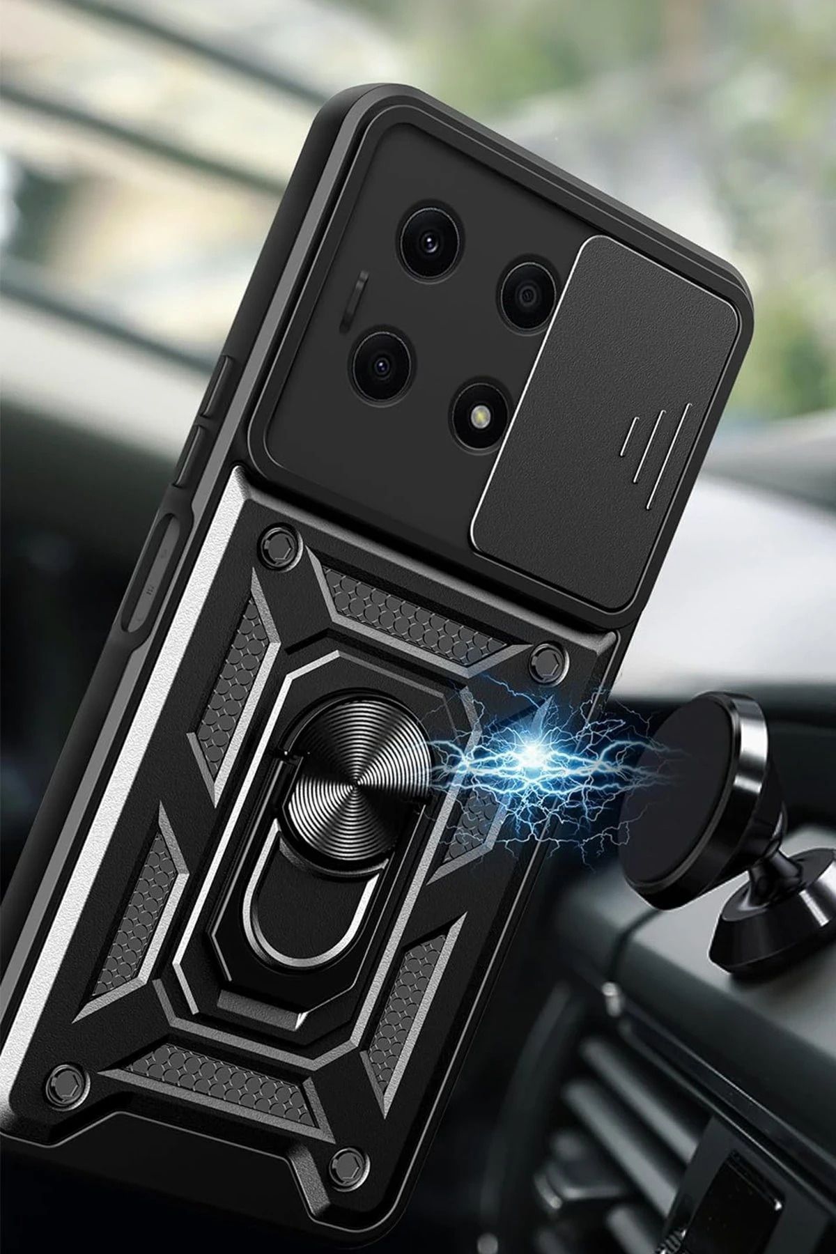 NewFace İnfinix Note 30 Kılıf Pars Lens Yüzüklü Silikon - Gümüş DPMAH