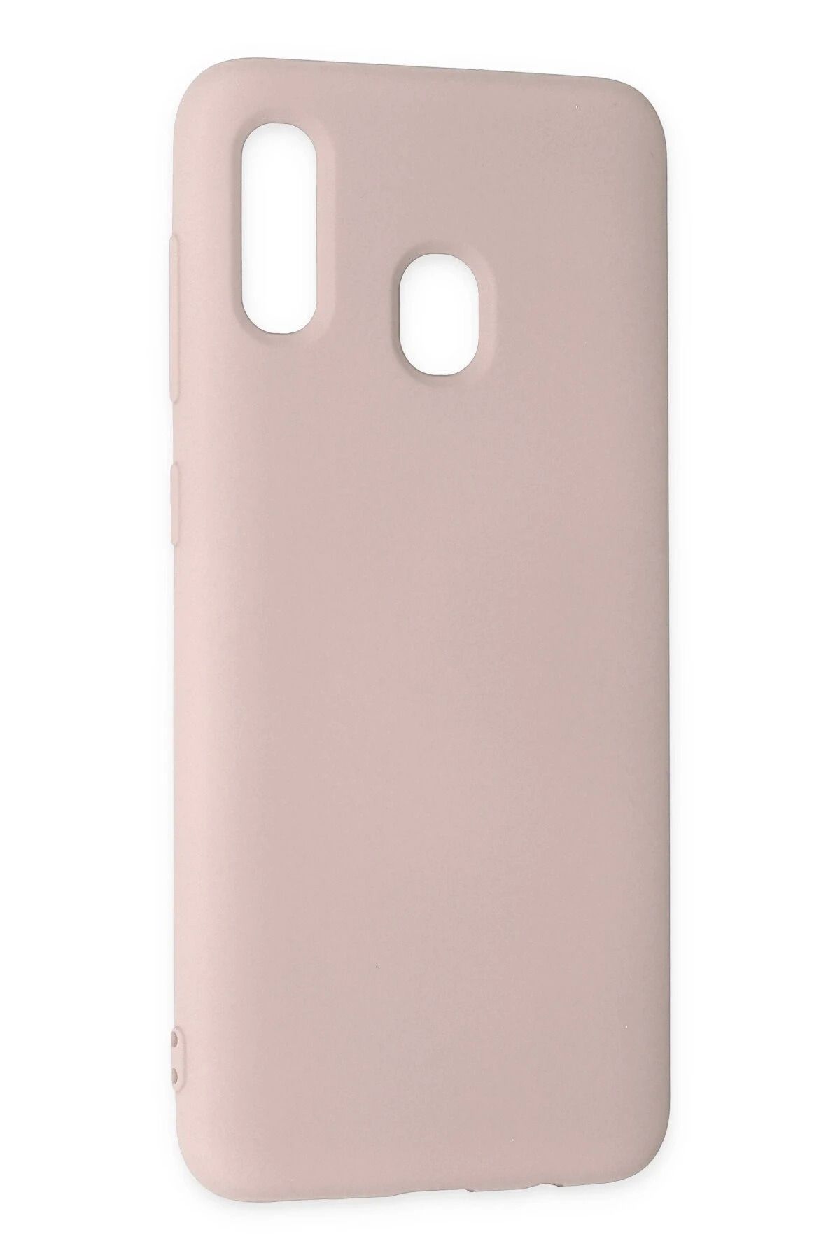 NewFace Galaxy A20 Uyumlu Kılıf Nano içi Kadife Silikon - Pudra BSTMY