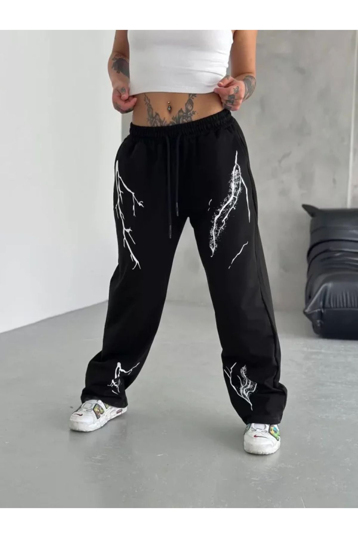 ARUZ MODA Unisex Dijital Baskılı Eşofman Altı - Siyah