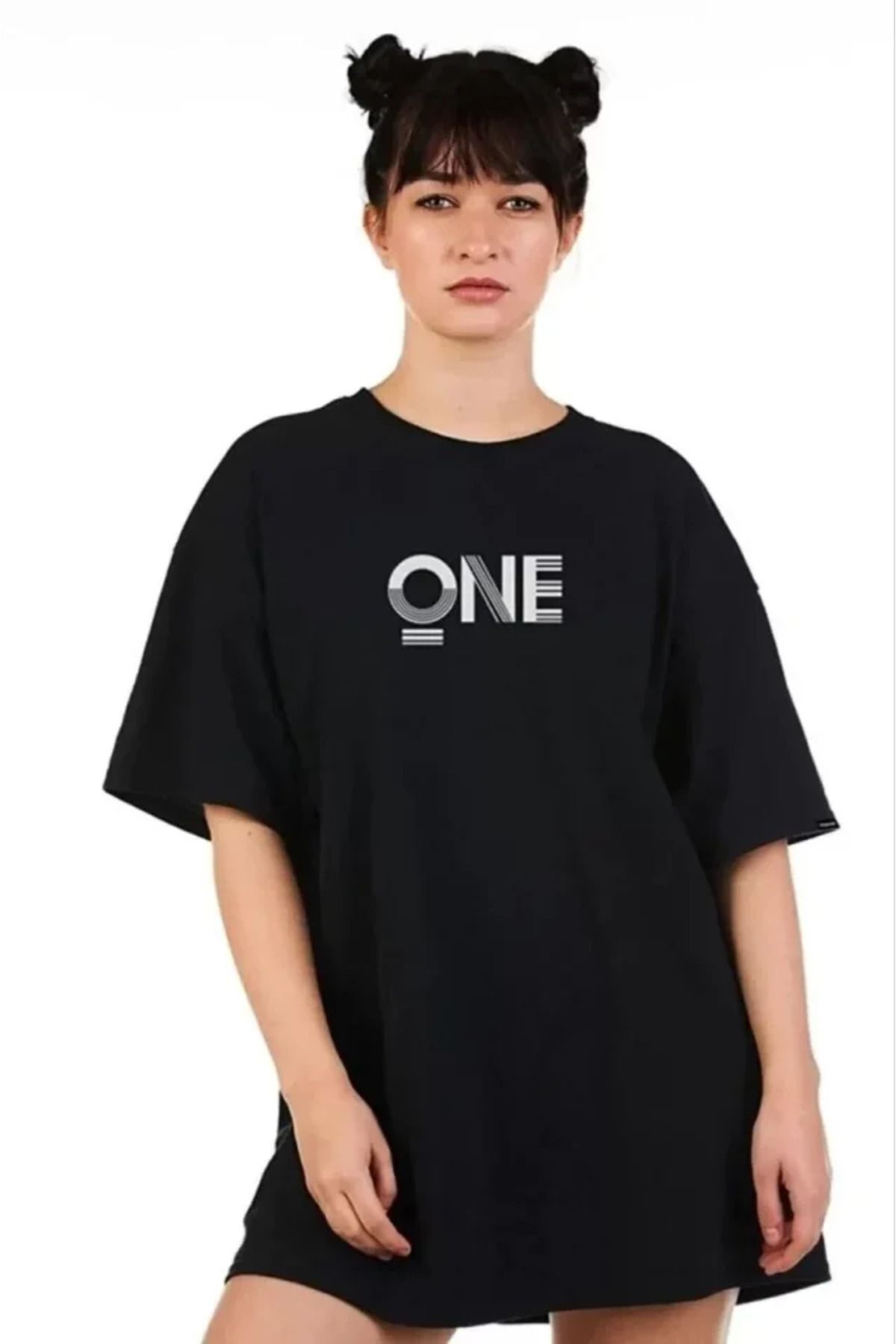 ARUZ MODA Unisex Baskılı Oversize T-Shirt - Siyah