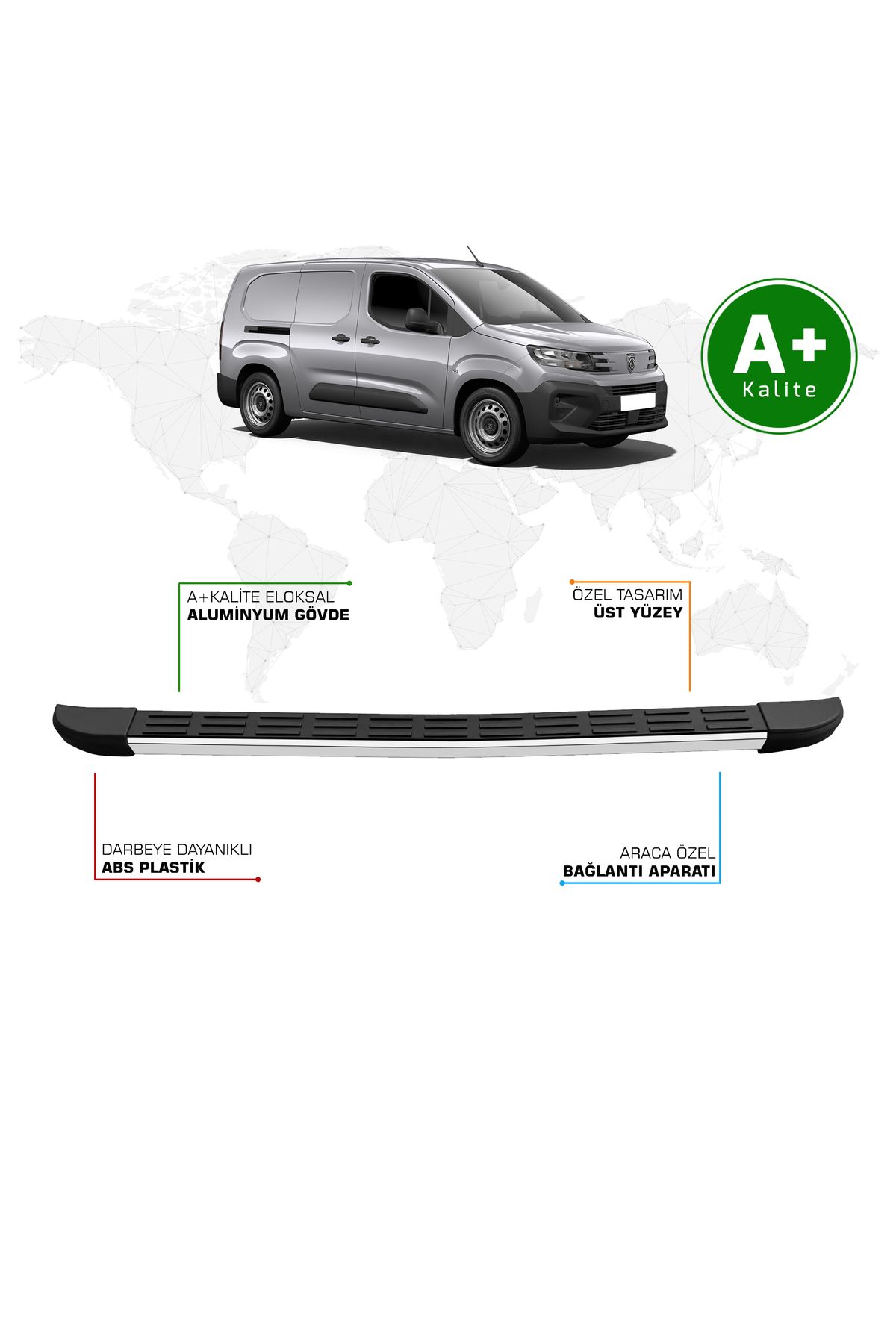 FA OTO AKSESUAR Peugeot Partner Arka Basamak Uzun Şasi 2024 Model ve Sonrası S-Line