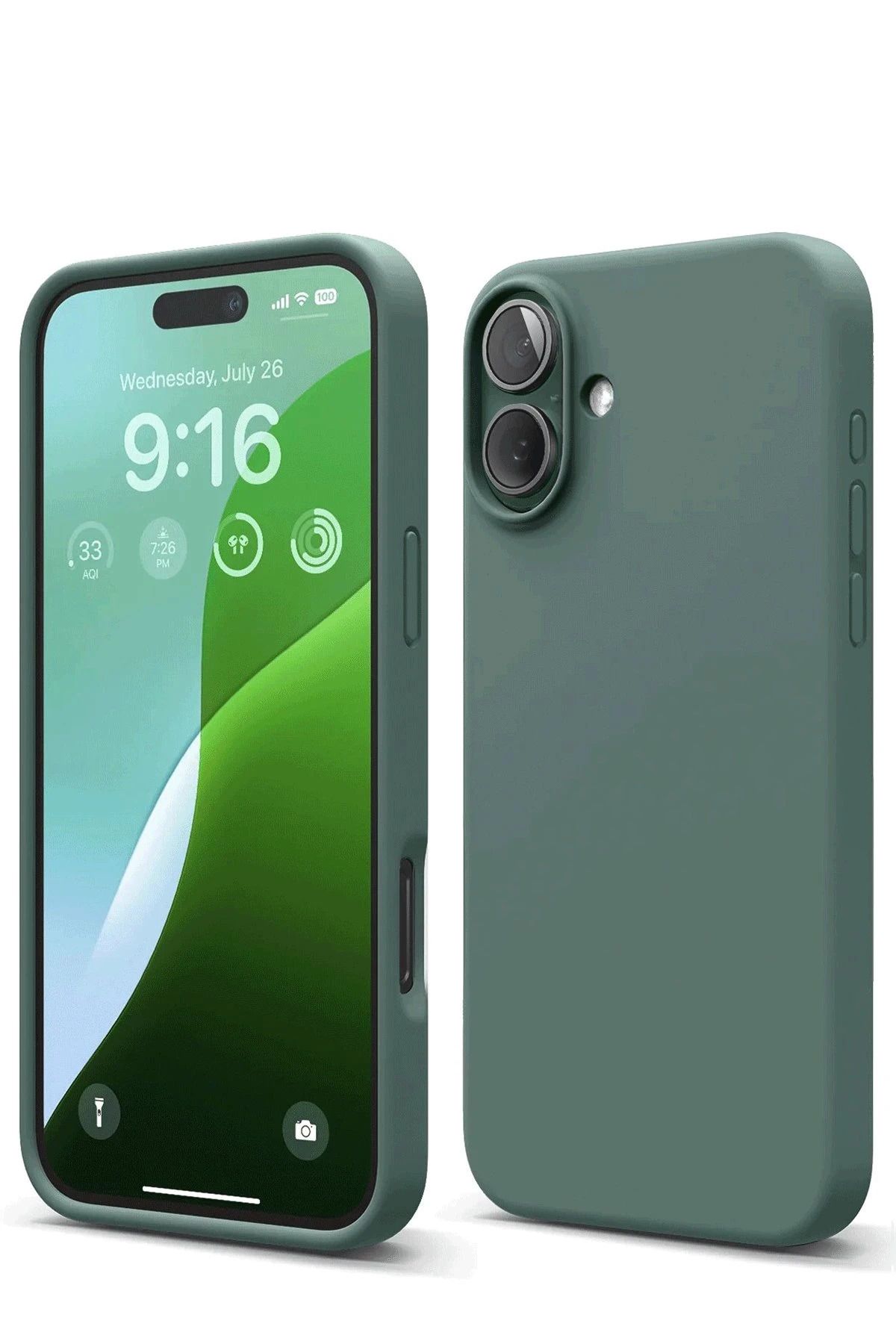 NewFace iPhone 16 Kılıf Nano içi Kadife Silikon - Koyu Yeşil BSTMY uyumlu