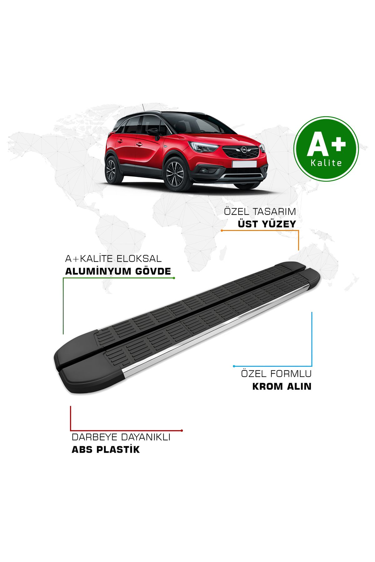 FA OTO AKSESUAR Opel Crossland X Yan Basamak 2017 Model ve Sonrası S-Line