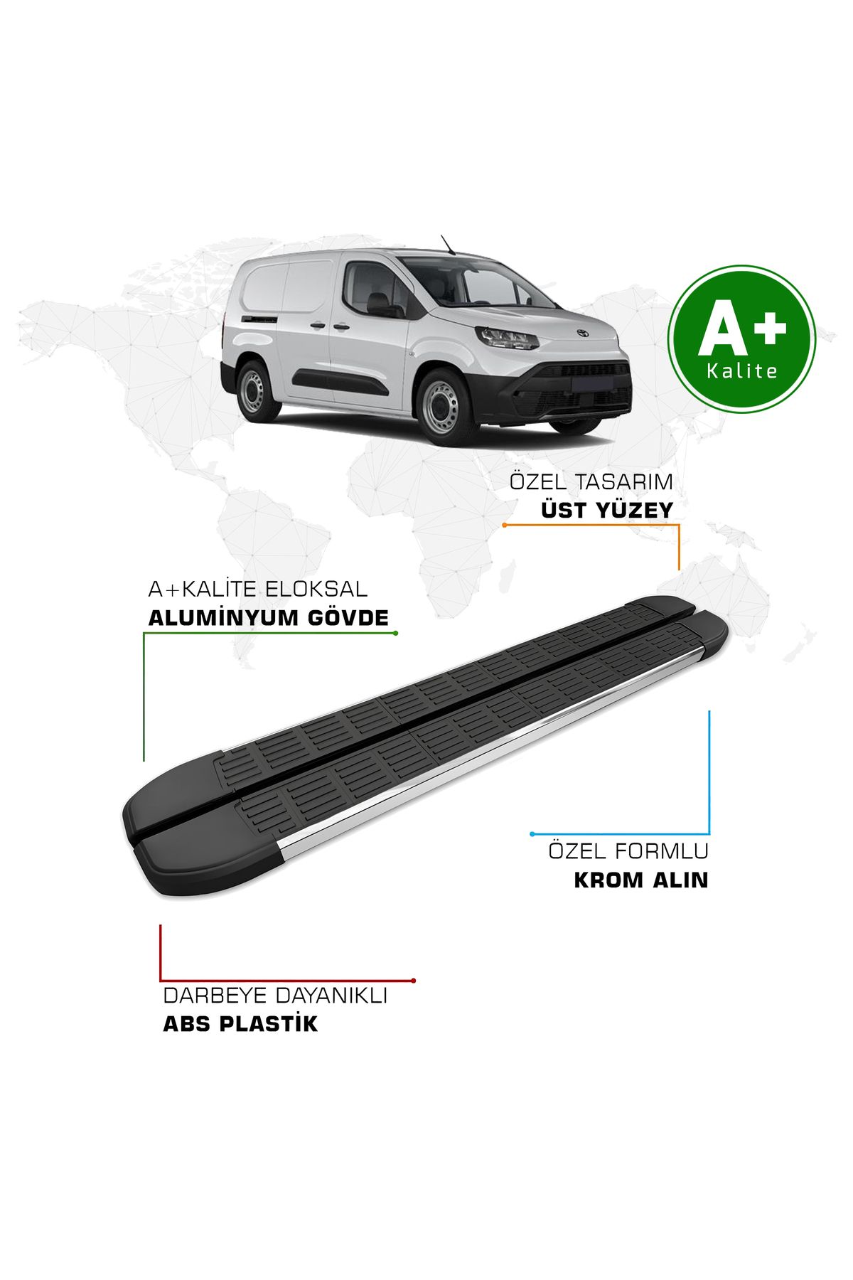 FA OTO AKSESUAR Toyota Proace City Panelvan Yan Basamak Uzun Şasi 2024 Model ve Sonrası S-Line