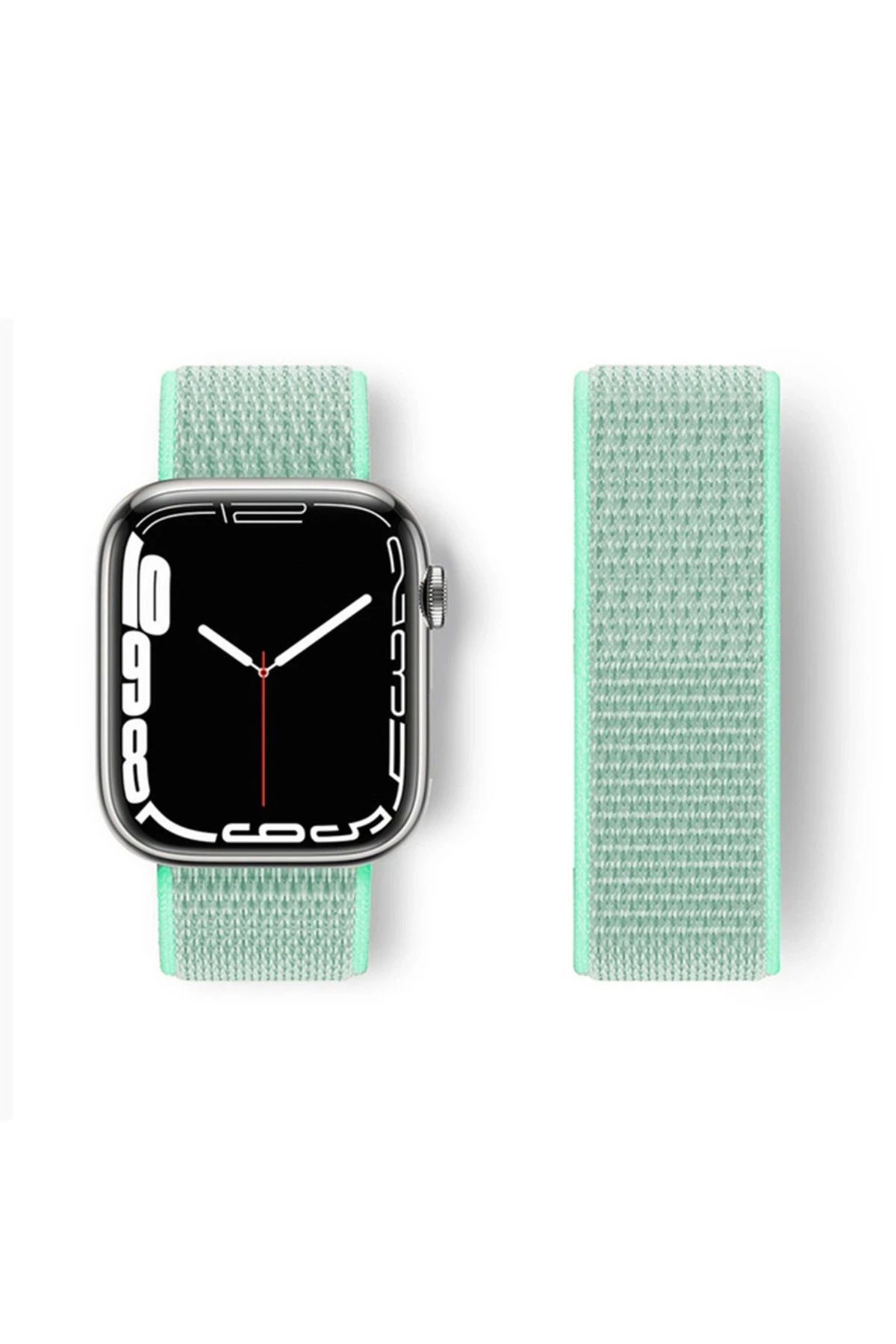 NewFace Apple Watch 42mm Hasırlı Cırtcırtlı Kordon - Turkuaz BSTMY