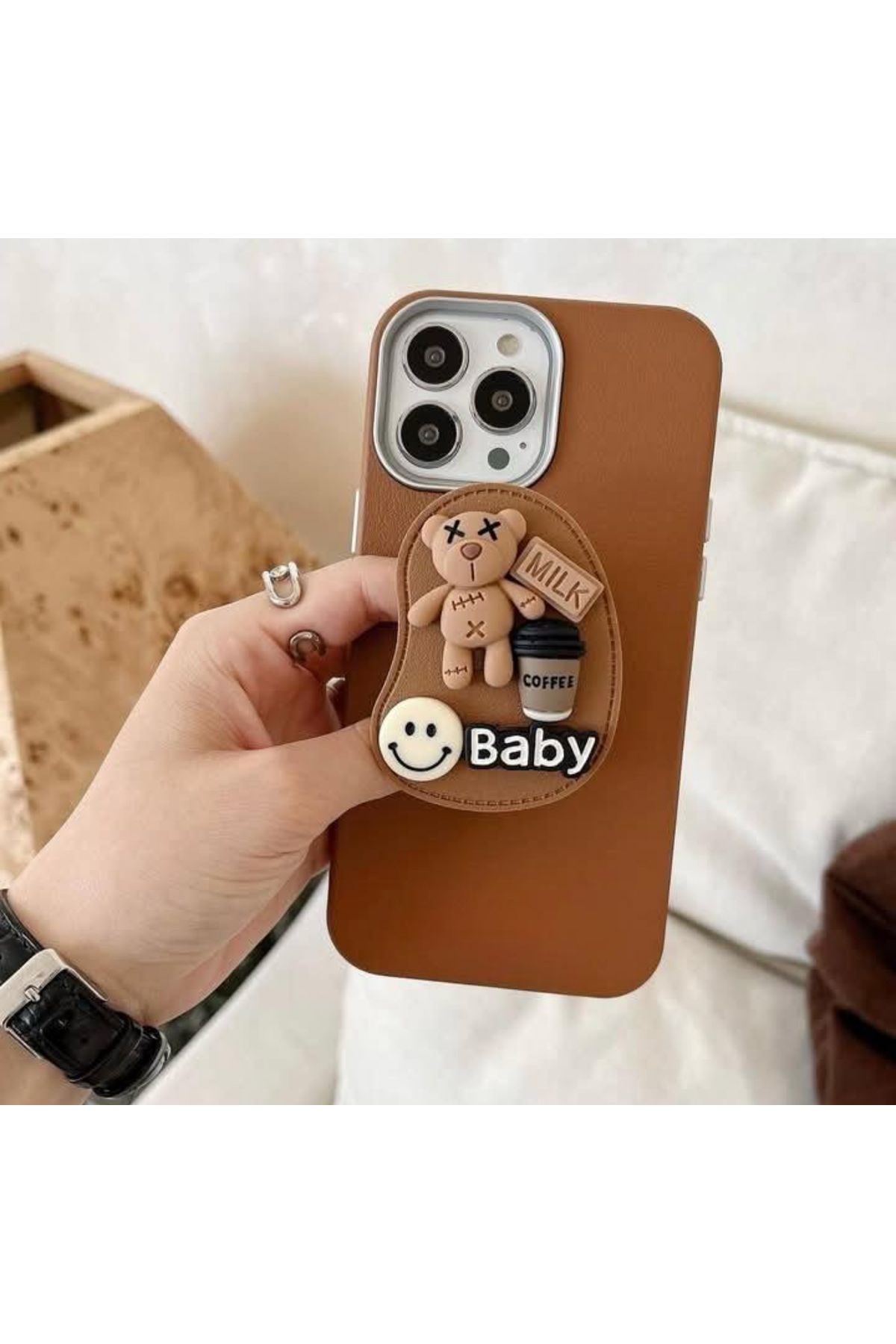 FİŞNEİLETİŞİM İPHONE 16 PROMAX UYUMLU DERİ GÖRÜNÜMLÜ POP SOCKETLI TABA KILIF