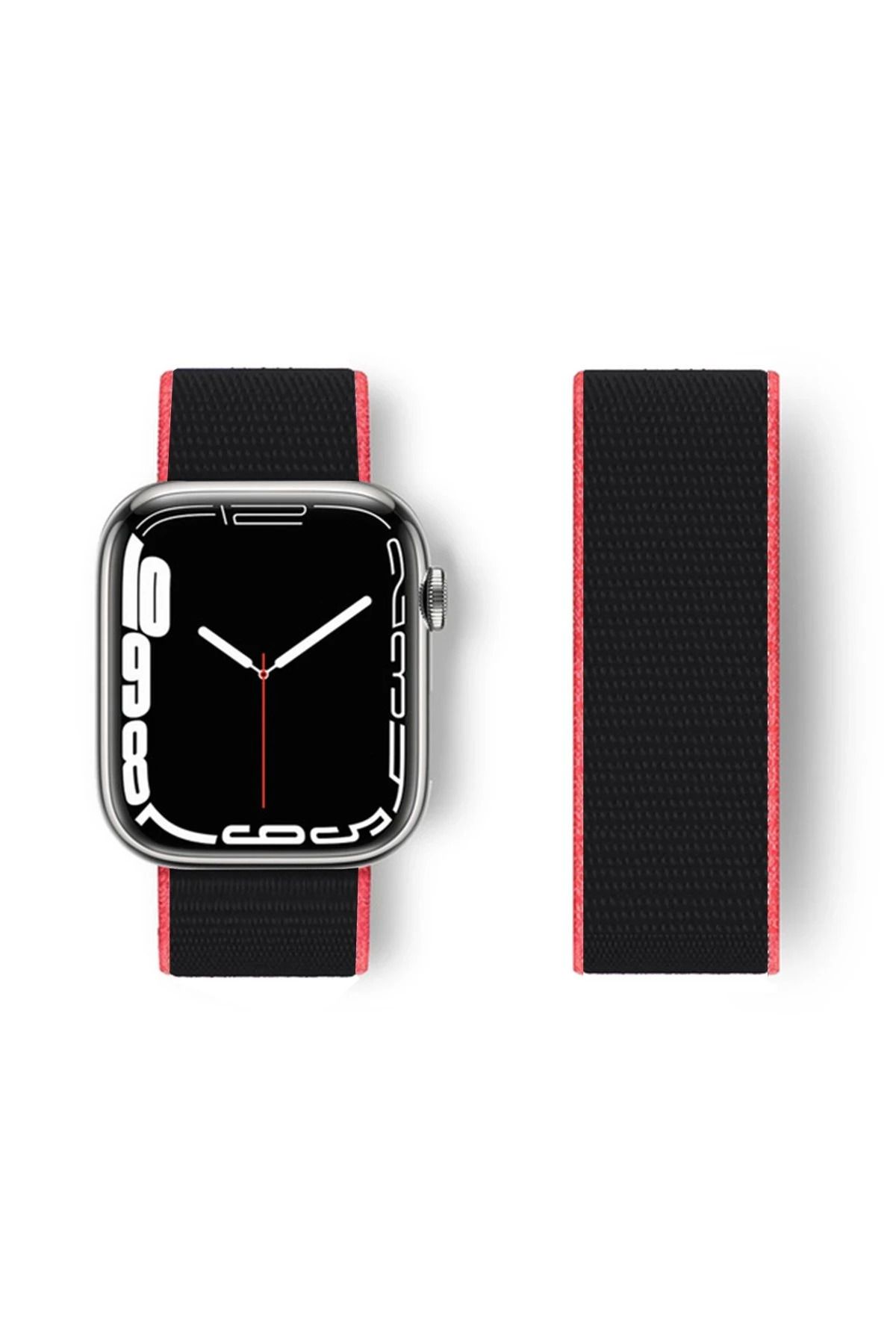 NewFace Apple Watch 38mm Hasırlı Cırtcırtlı Kordon - Pembe BSTMY