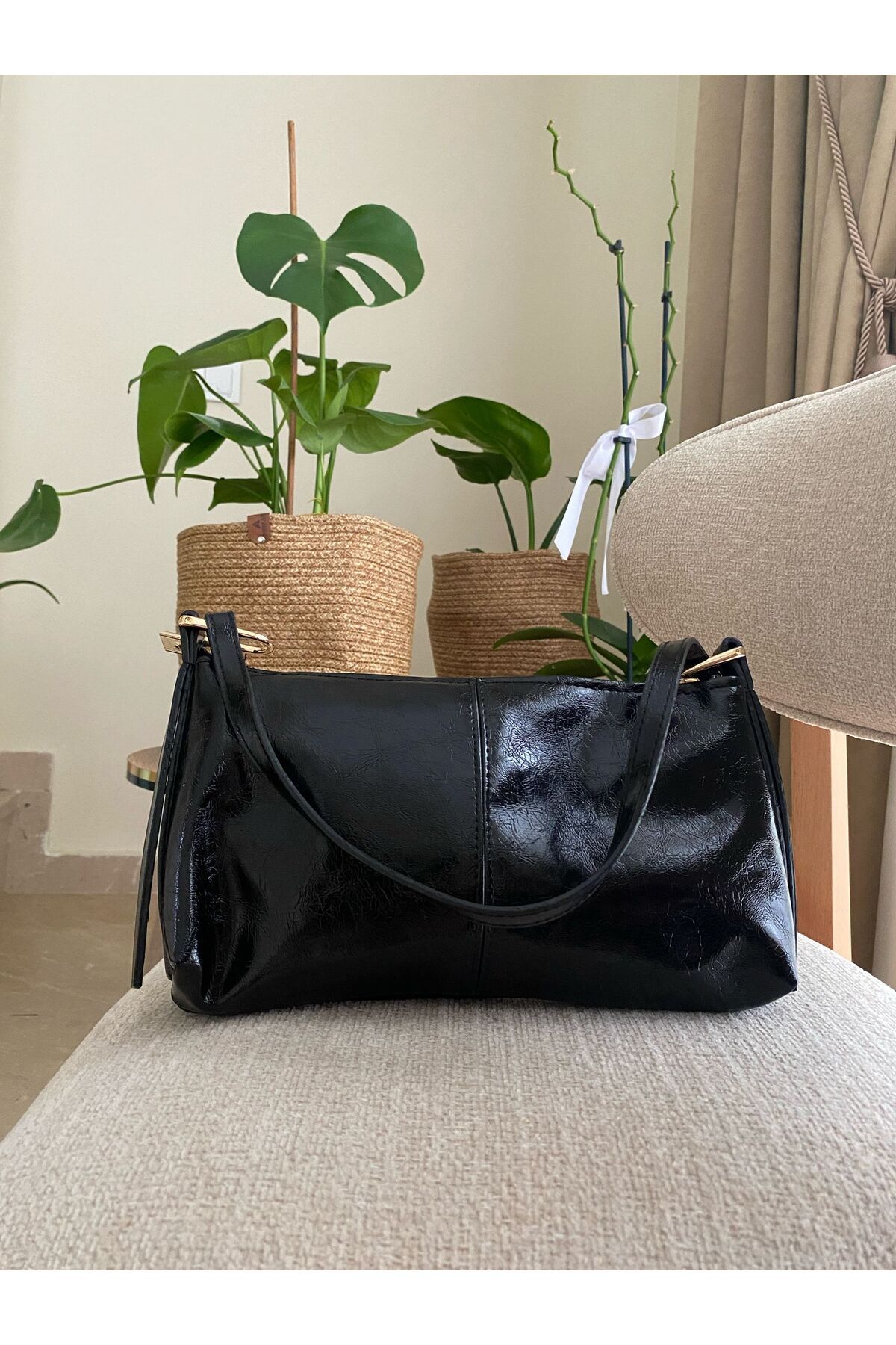 Z&M COLLECTION BAG SHOPPİNG Kadın Parlak Baget Pinterest Model Şık El ve Omuz Çantası