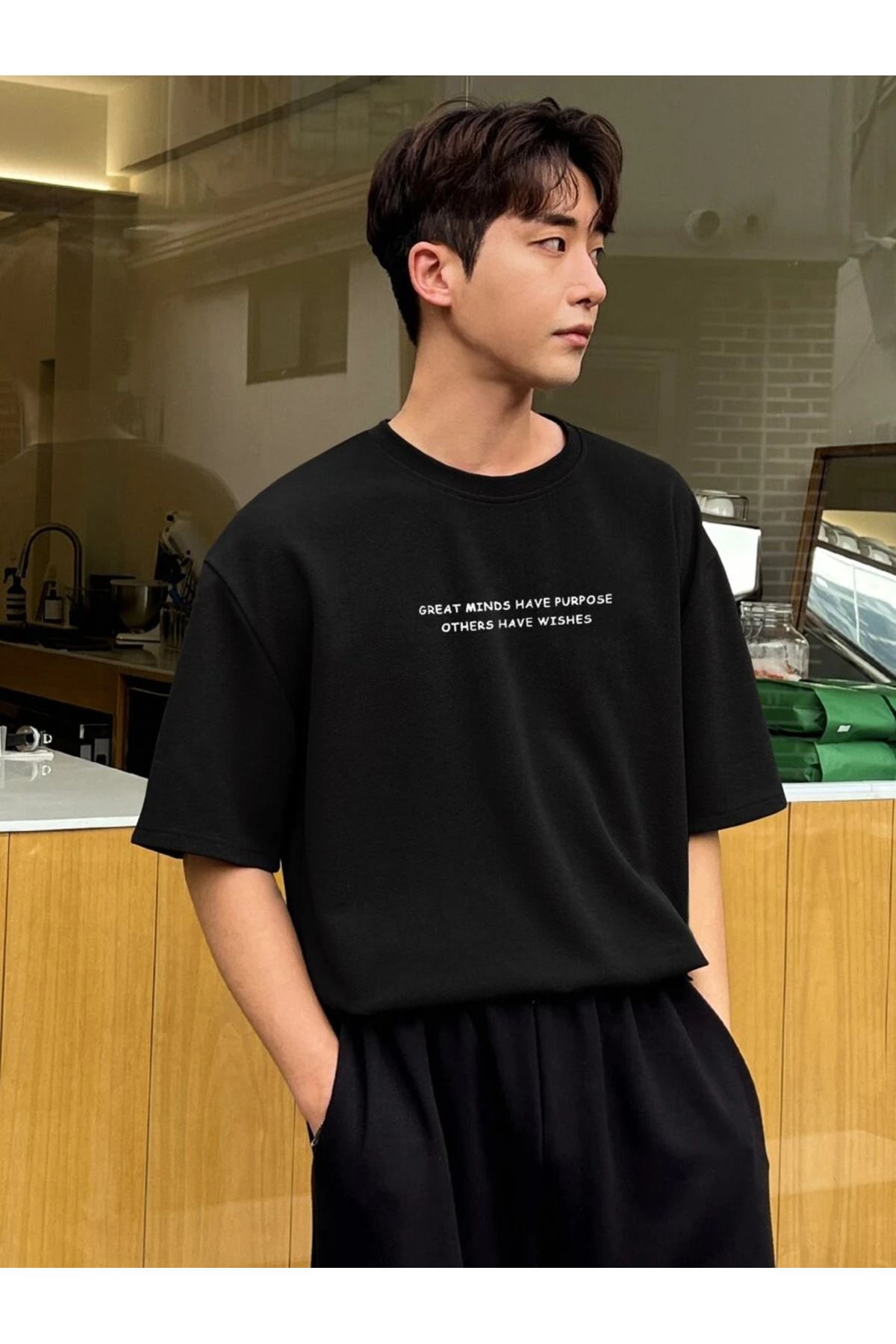 YUVEST Blackrock T-shirt - Baskılı Oversize Bisiklet Yaka Kısa Kol Beyaz Tişört