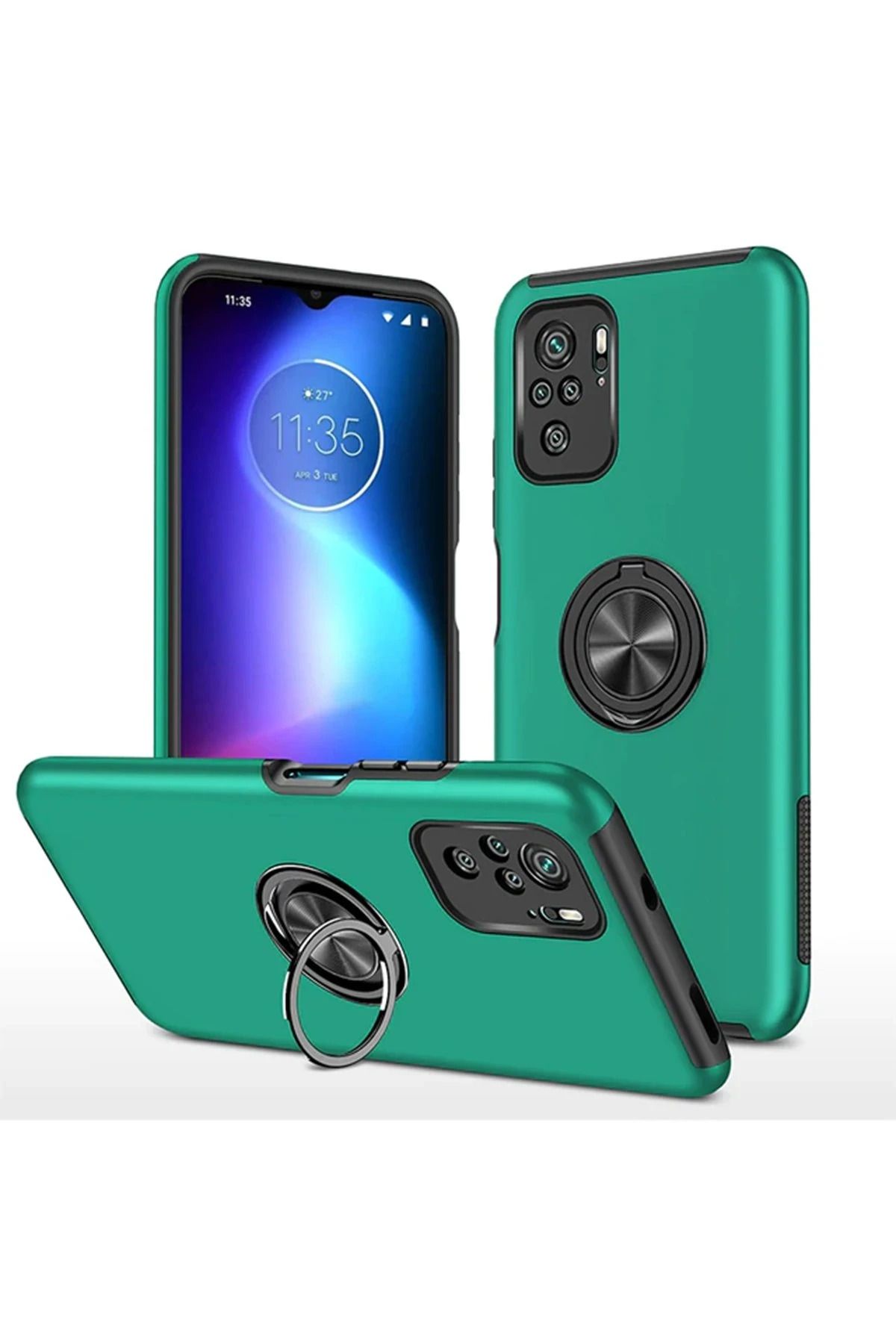 NewFace Xiaomi Poco F3 Kılıf Elit Yüzüklü Kapak - Yeşil BSTMY