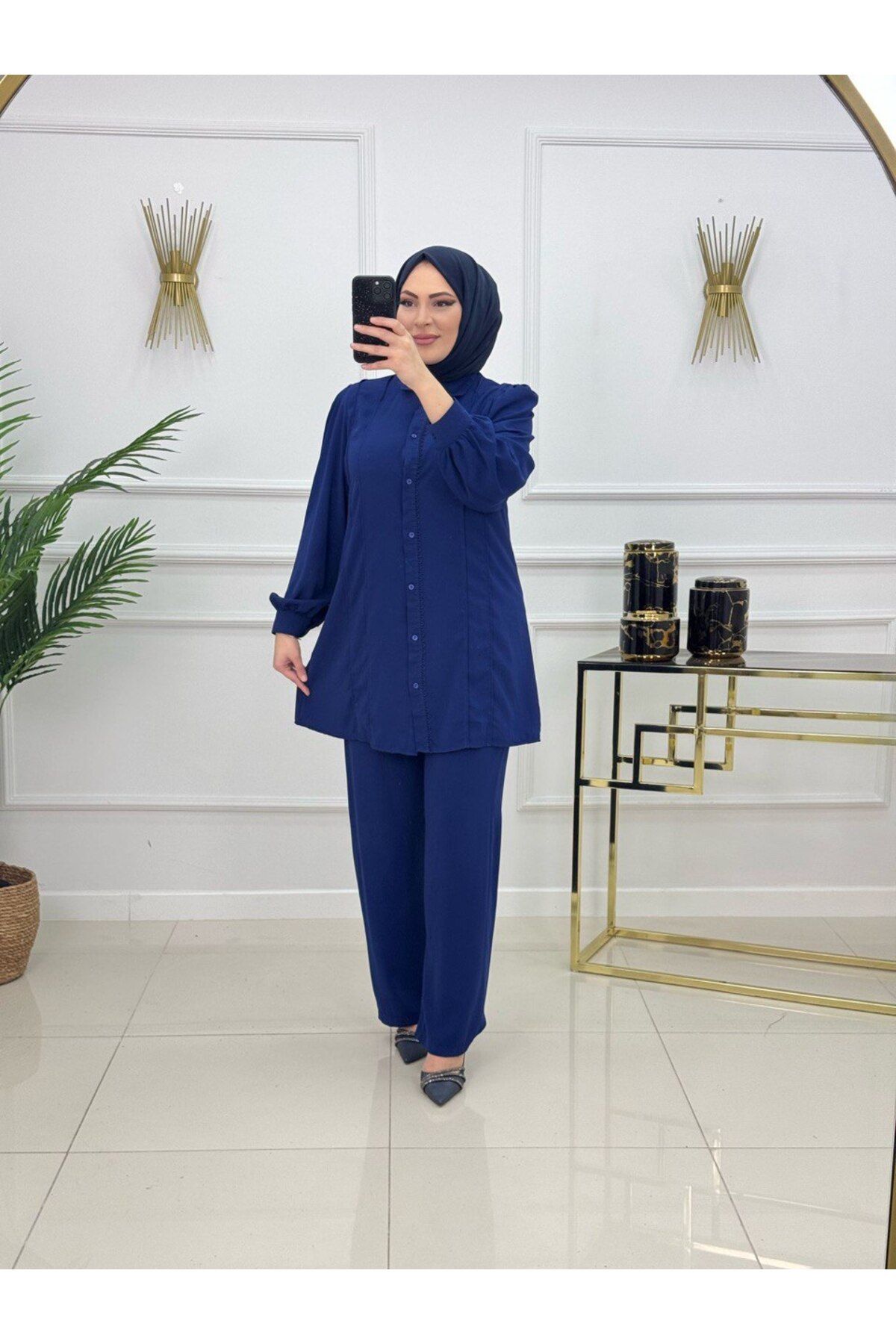 Enans Design Kadın Tesettür 2'Li Takım Tunikli Pantolonlu