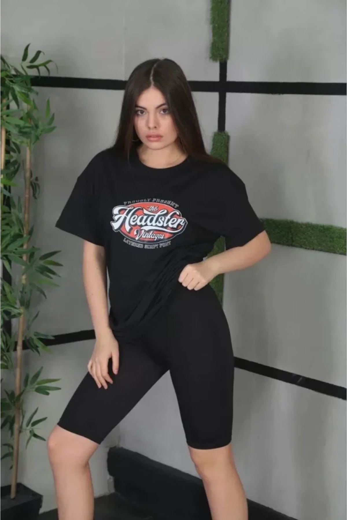 ARUZ MODA Unisex Baskılı Oversize T-Shirt - Siyah