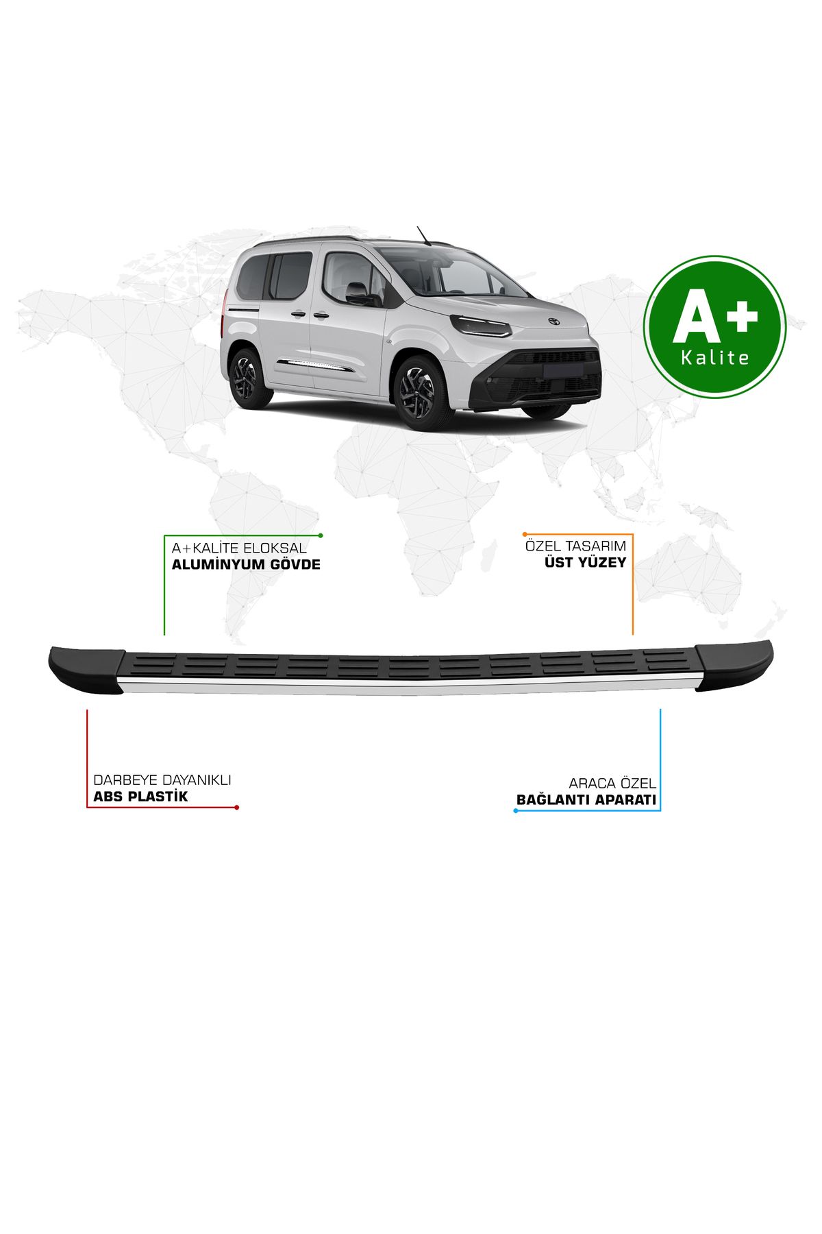 FA OTO AKSESUAR Toyota Proace City Arka Basamak Kısa Şasi 2024 Model ve Sonrası S-Line