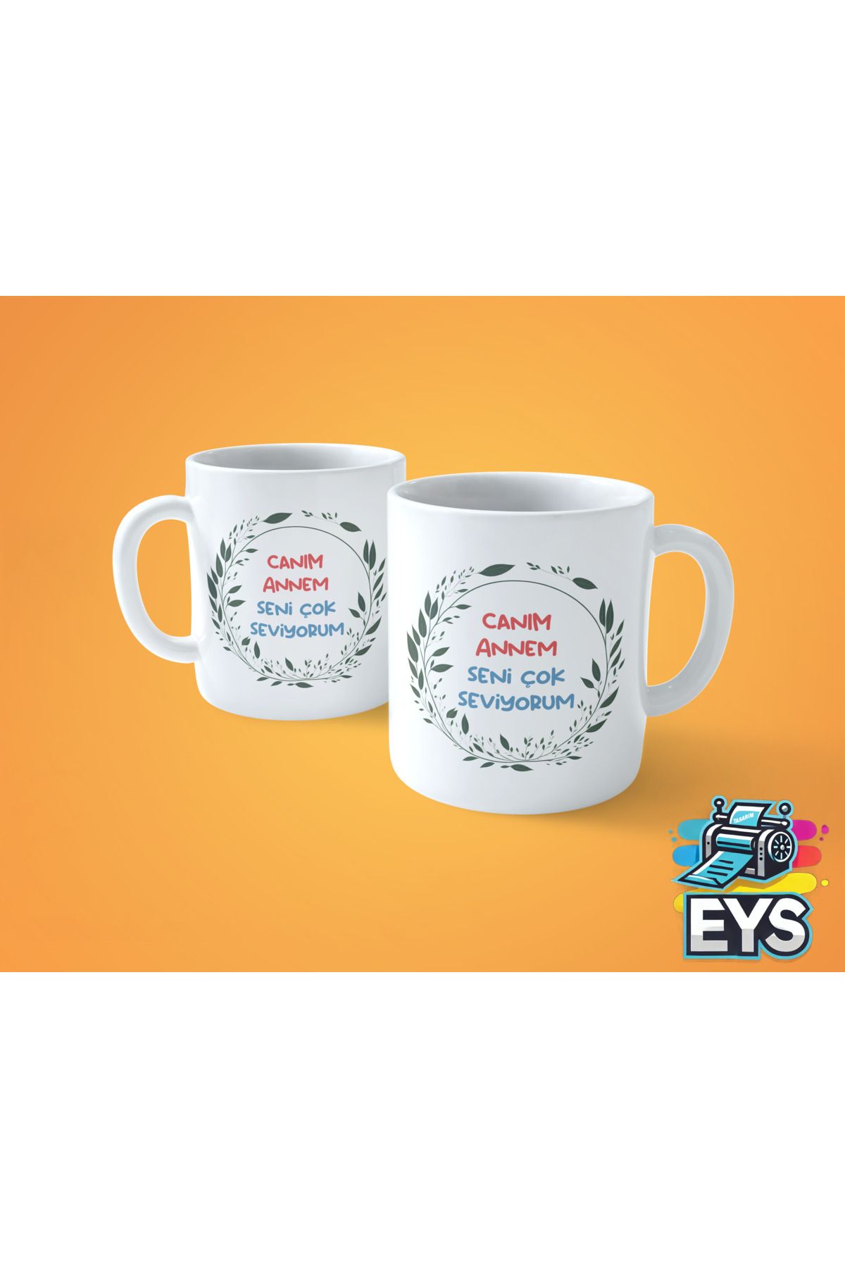 EYS Tasarım ANNELER GÜNÜNE ÖZEL 2'Lİ CANIM ANNEM HEDİYELİK KUPA BARDAK
