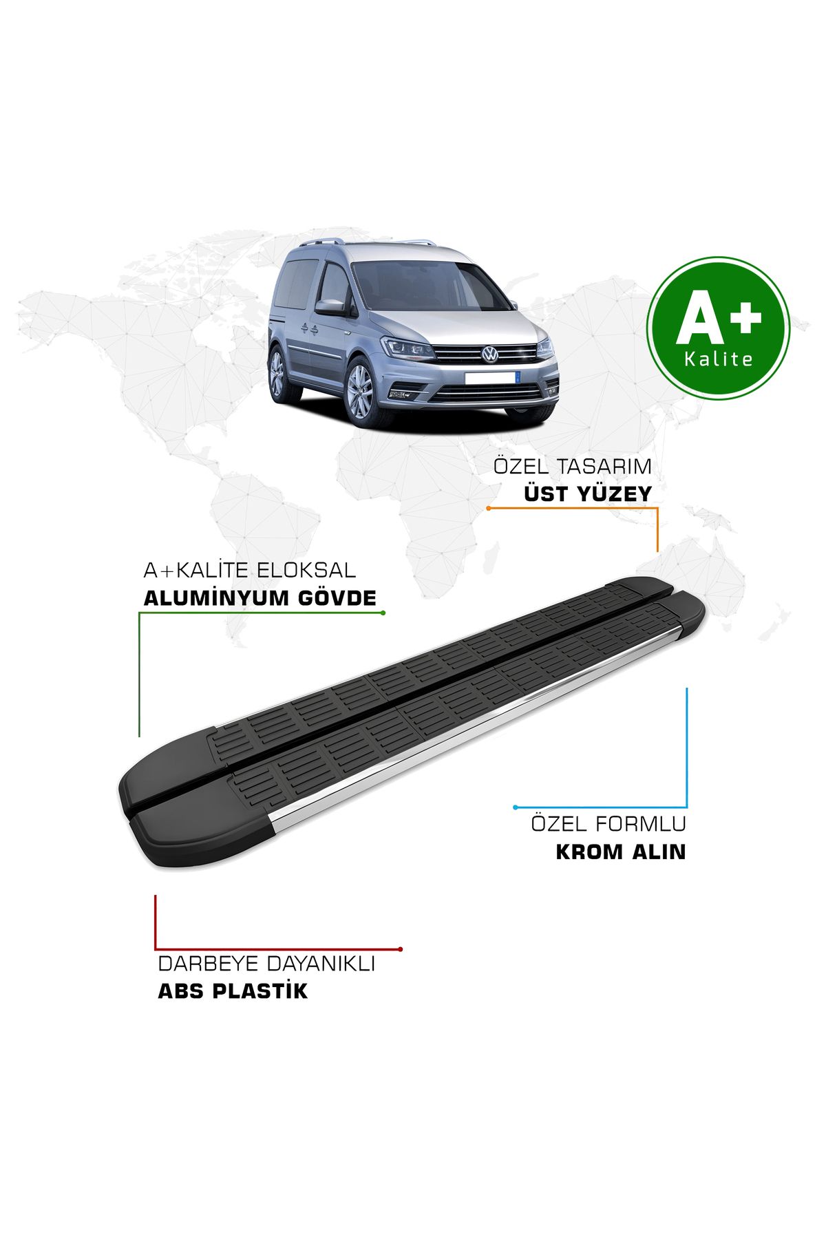 FA OTO AKSESUAR Volkswagen Caddy Yan Basamak 2004 – 2019 Model S-Line