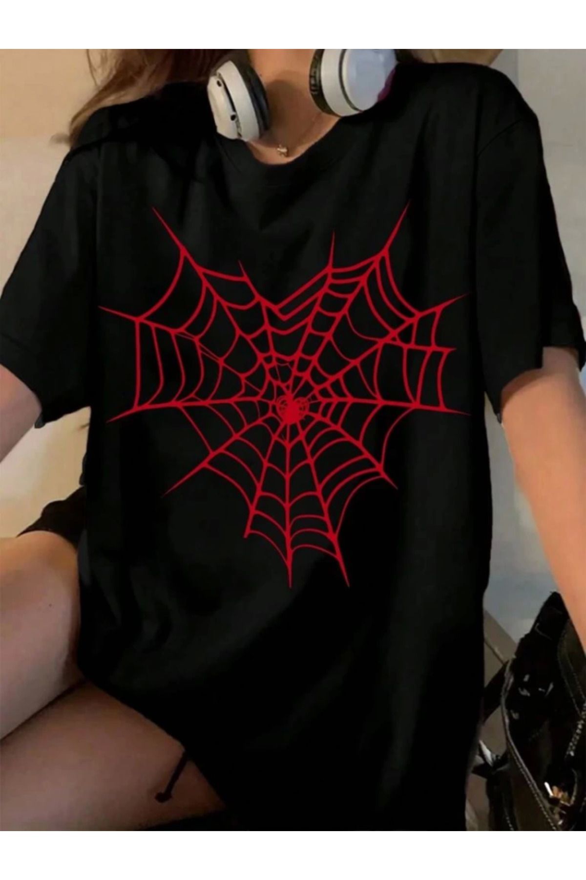ARUZ MODA Baskılı T-shirt - Siyah